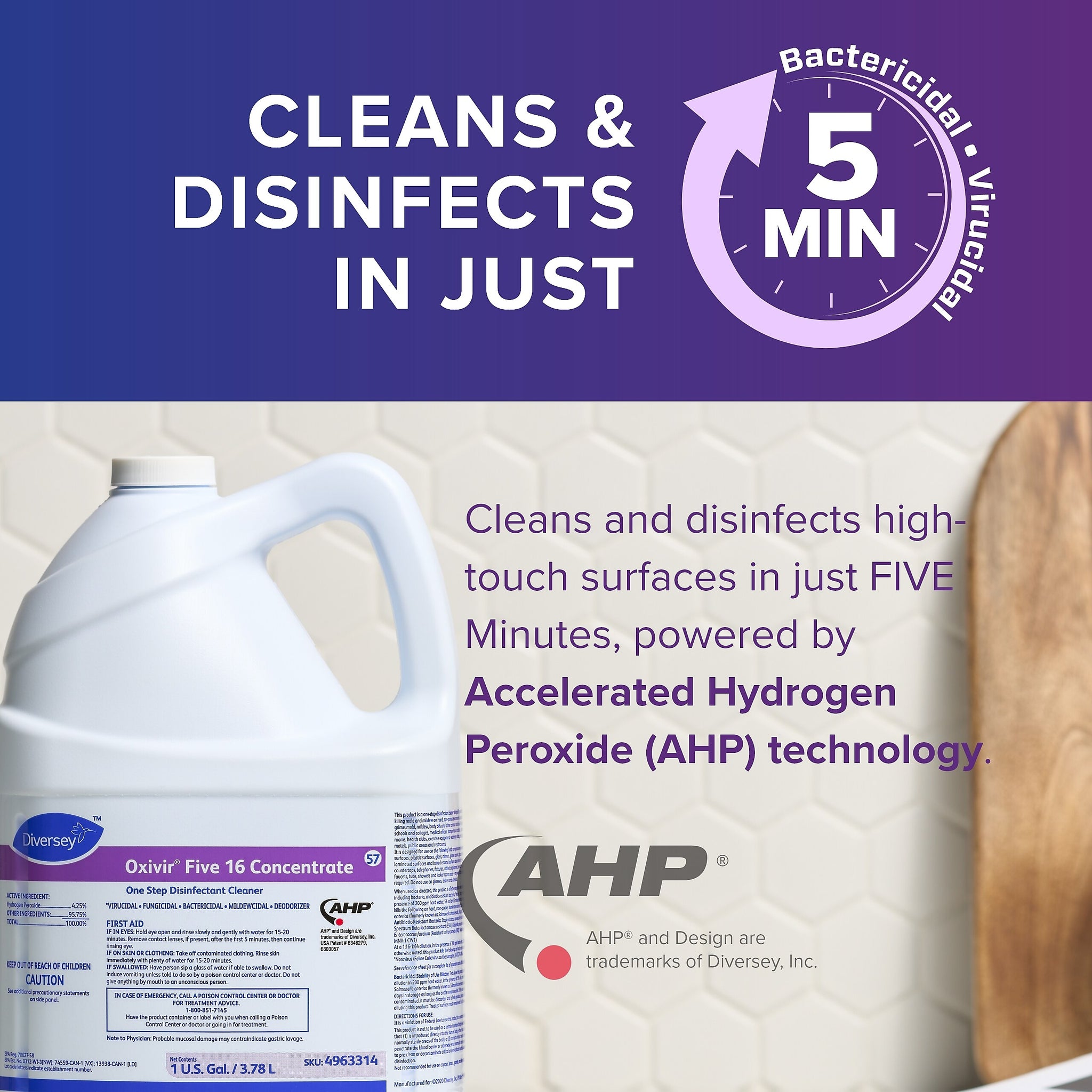 Oxivir Five 16 Cleaner Disinfectant, 128 Oz., 4/Carton