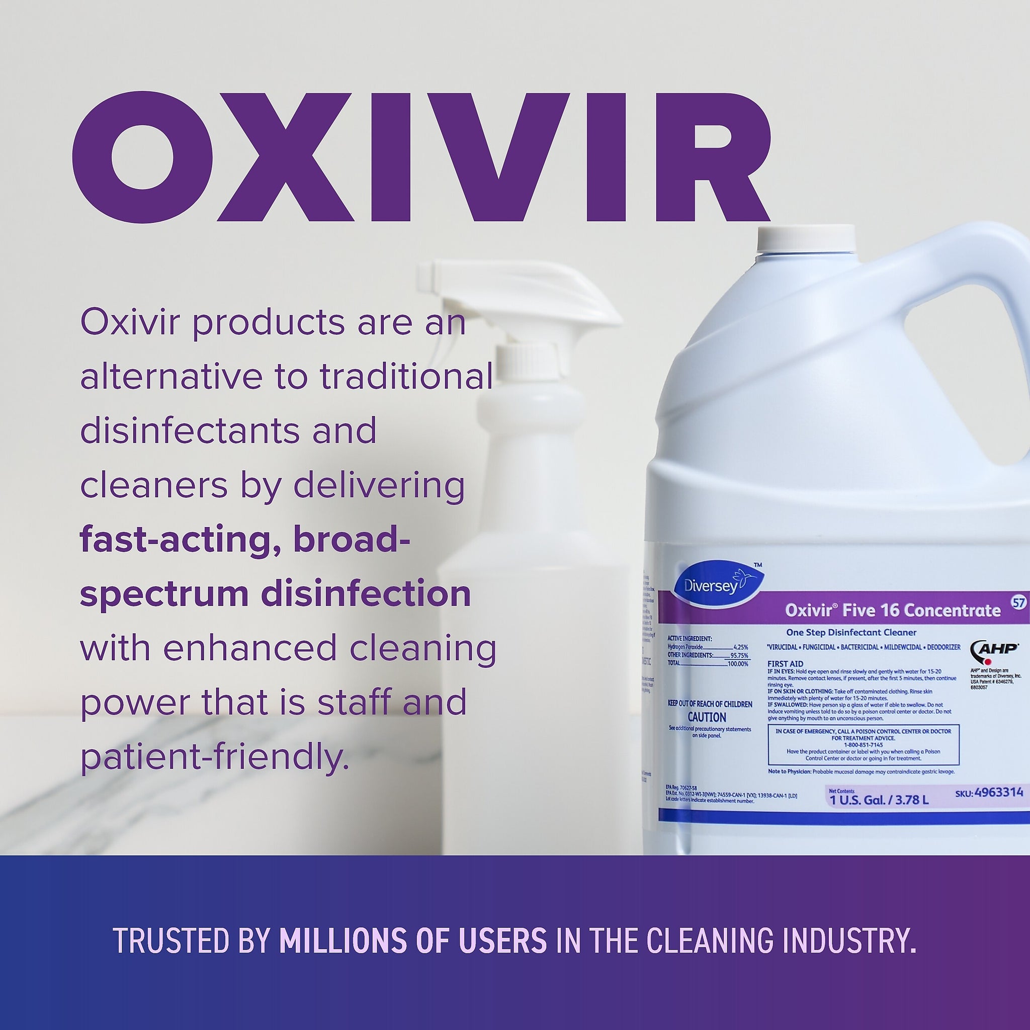 Oxivir Five 16 Cleaner Disinfectant, 128 Oz., 4/Carton