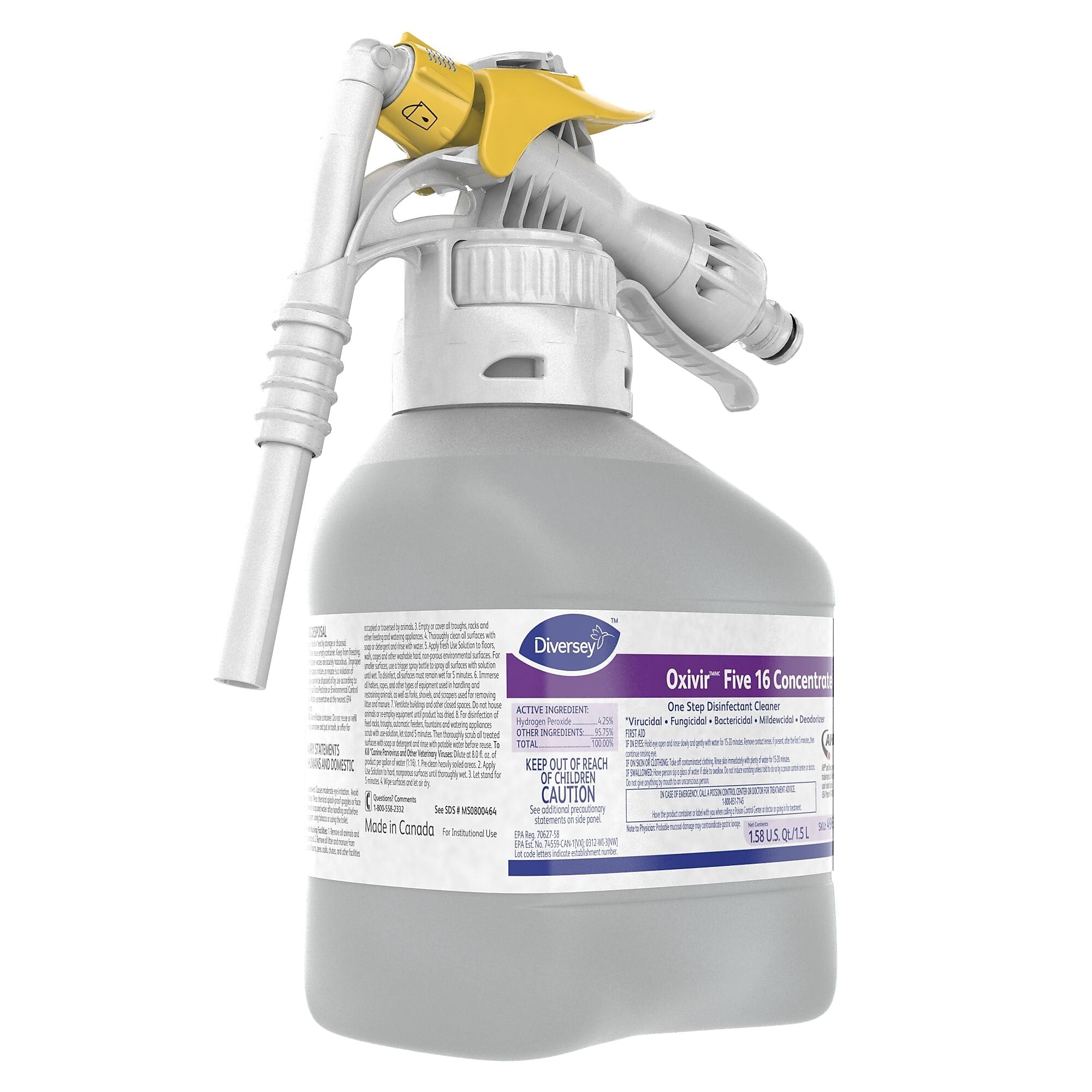 Oxivir Five 16 Diversey RTD Disinfectant, Liquid, 50.7 Oz., 2/Carton