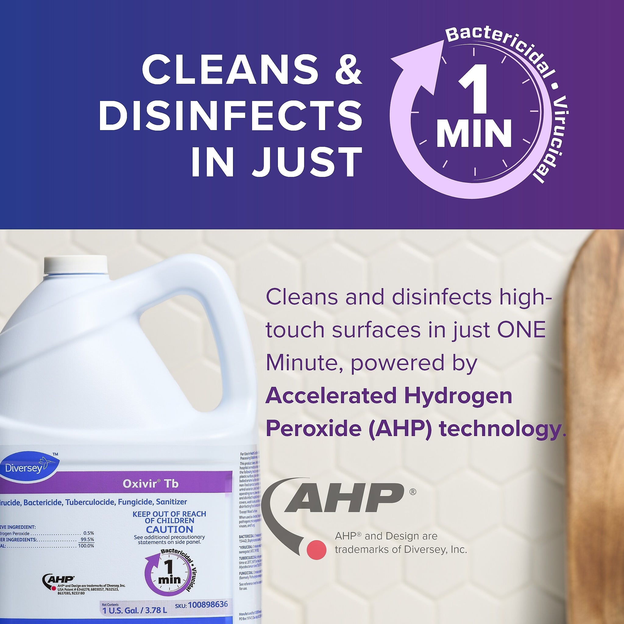 Oxivir Tb General Disinfectant Cleaner, Hydrogen Peroxide, 128 oz., 4/Carton