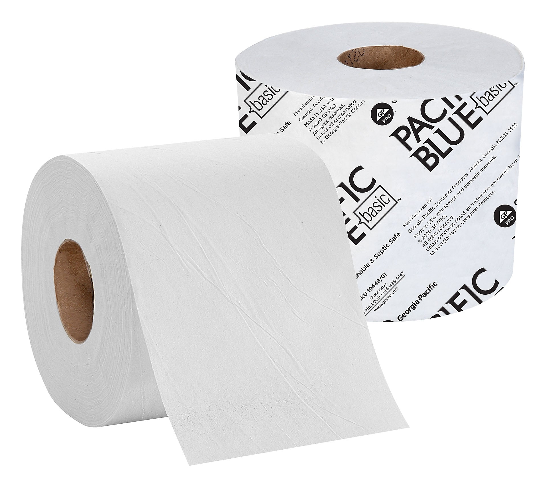 Pacific Blue Basic High Capacity Toilet Paper, 2-Ply, White, 1000 Sheets/Roll, 48 Rolls/Carton
