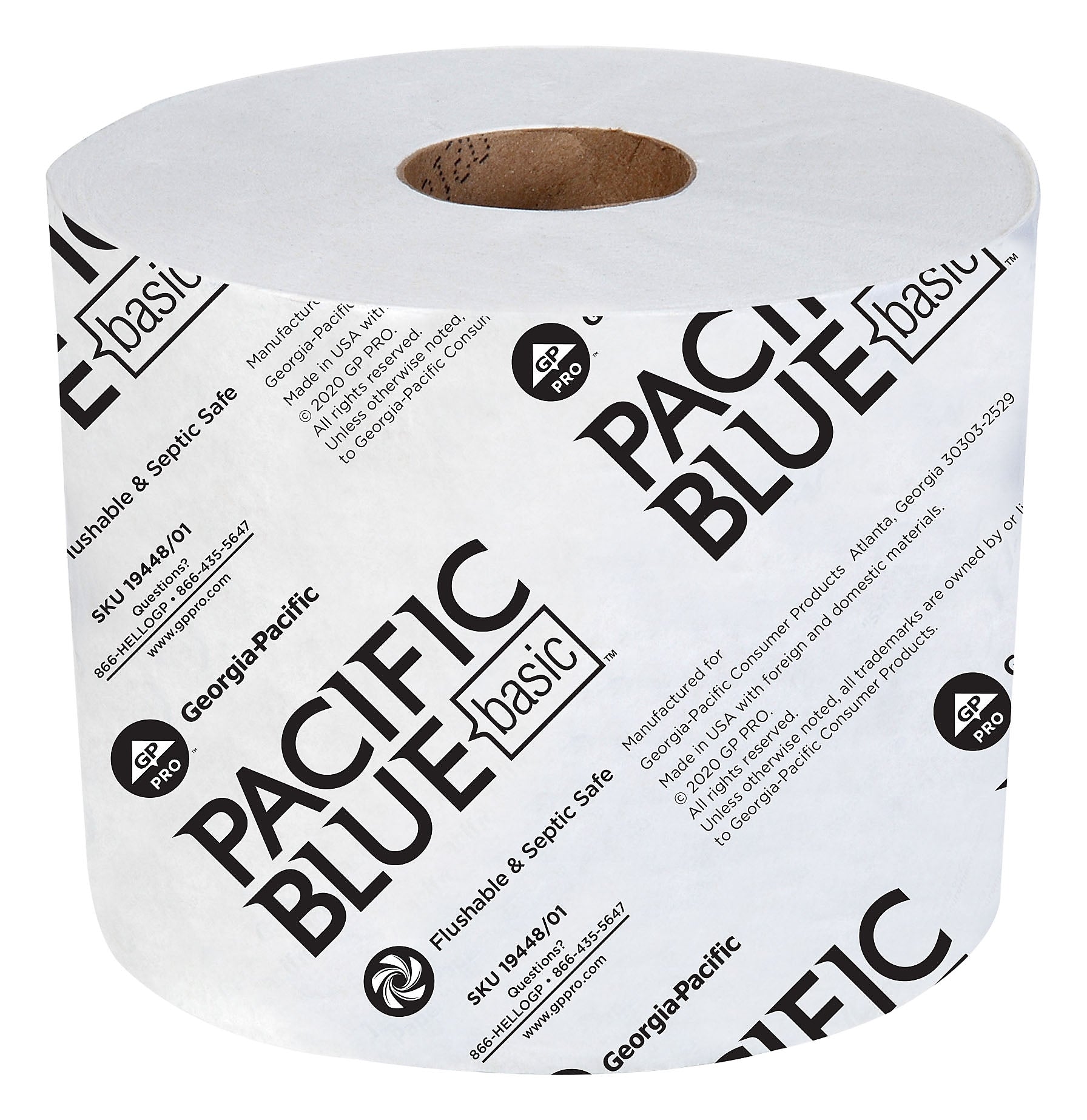 Pacific Blue Basic High Capacity Toilet Paper, 2-Ply, White, 1000 Sheets/Roll, 48 Rolls/Carton