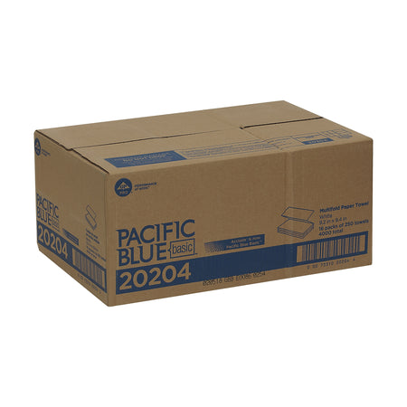 Pacific Blue Basic Multifold Paper Towels, 1-ply, 250 Sheets/Pack, 16 Packs/Carton