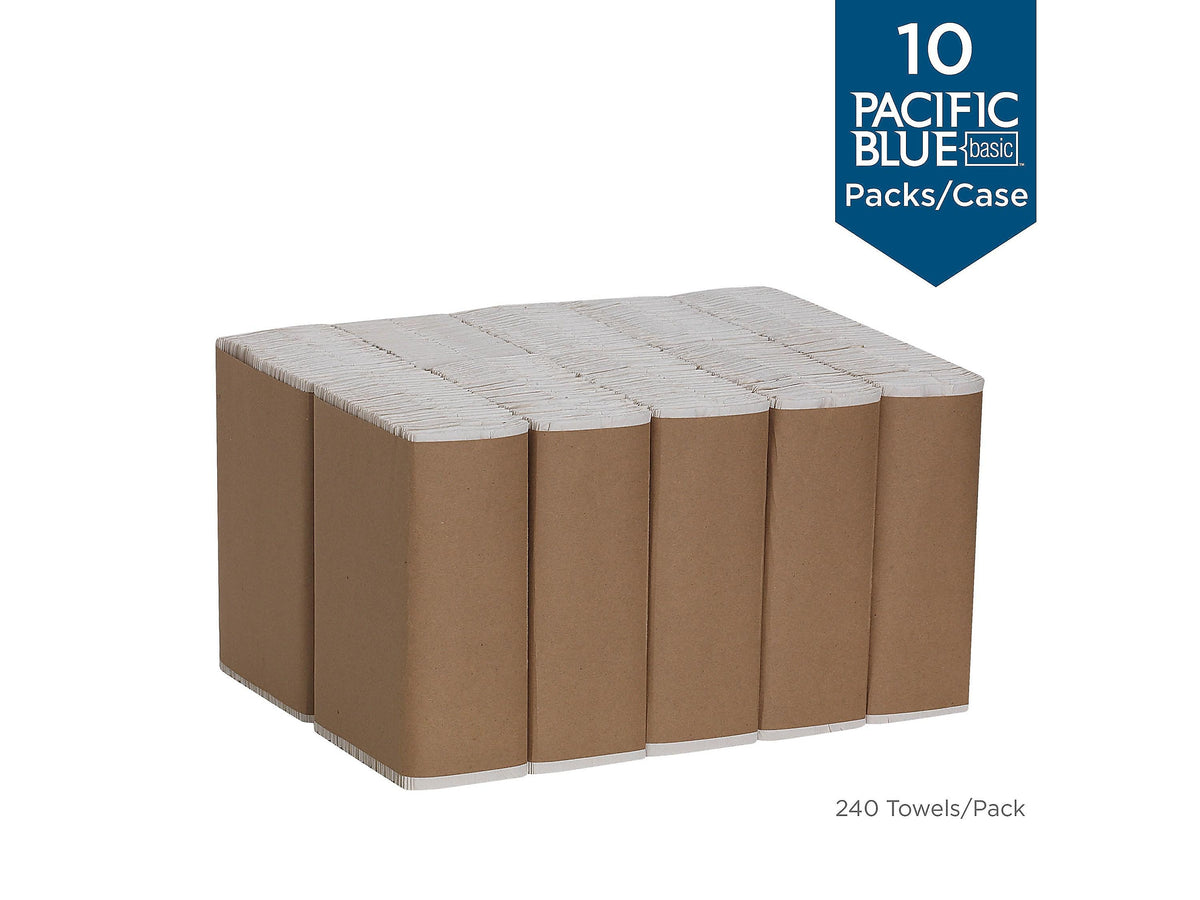 Pacific Blue Basic Recycled C-Fold Paper Towels, 1-ply, 240 Sheets/Pack, 10 Packs/Carton