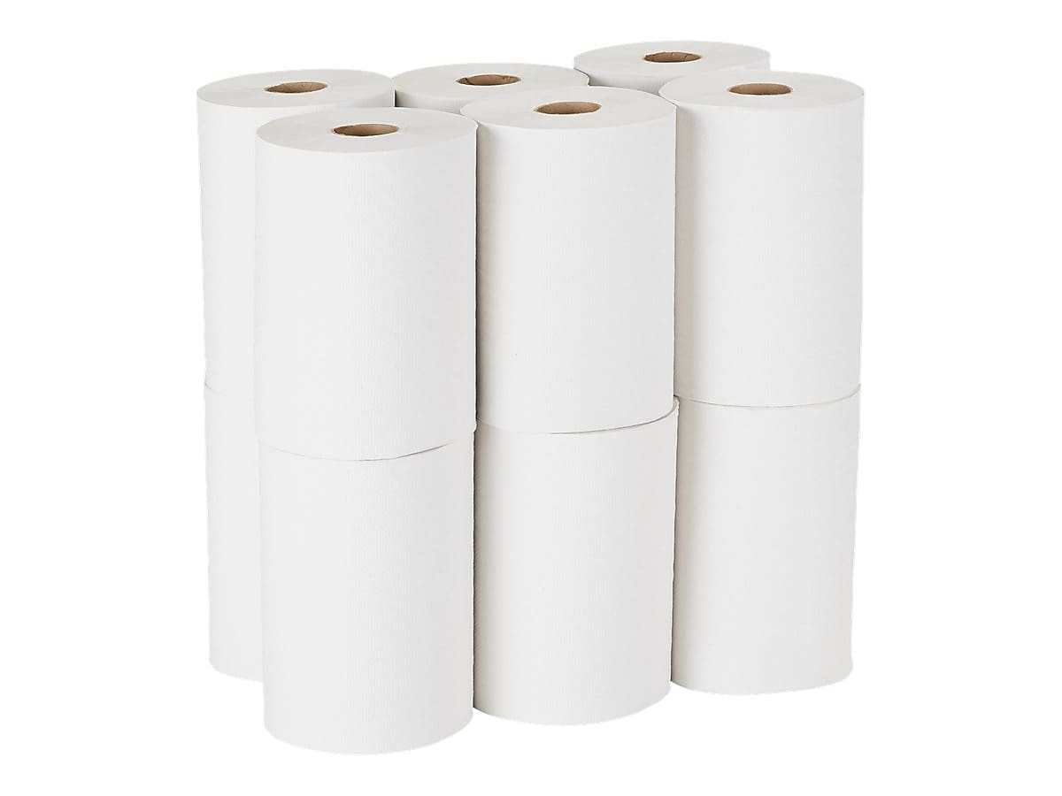 Pacific Blue Basic Recycled Hardwound Paper Towels, 1-ply, 350 ft./Roll, 12 Rolls/Carton