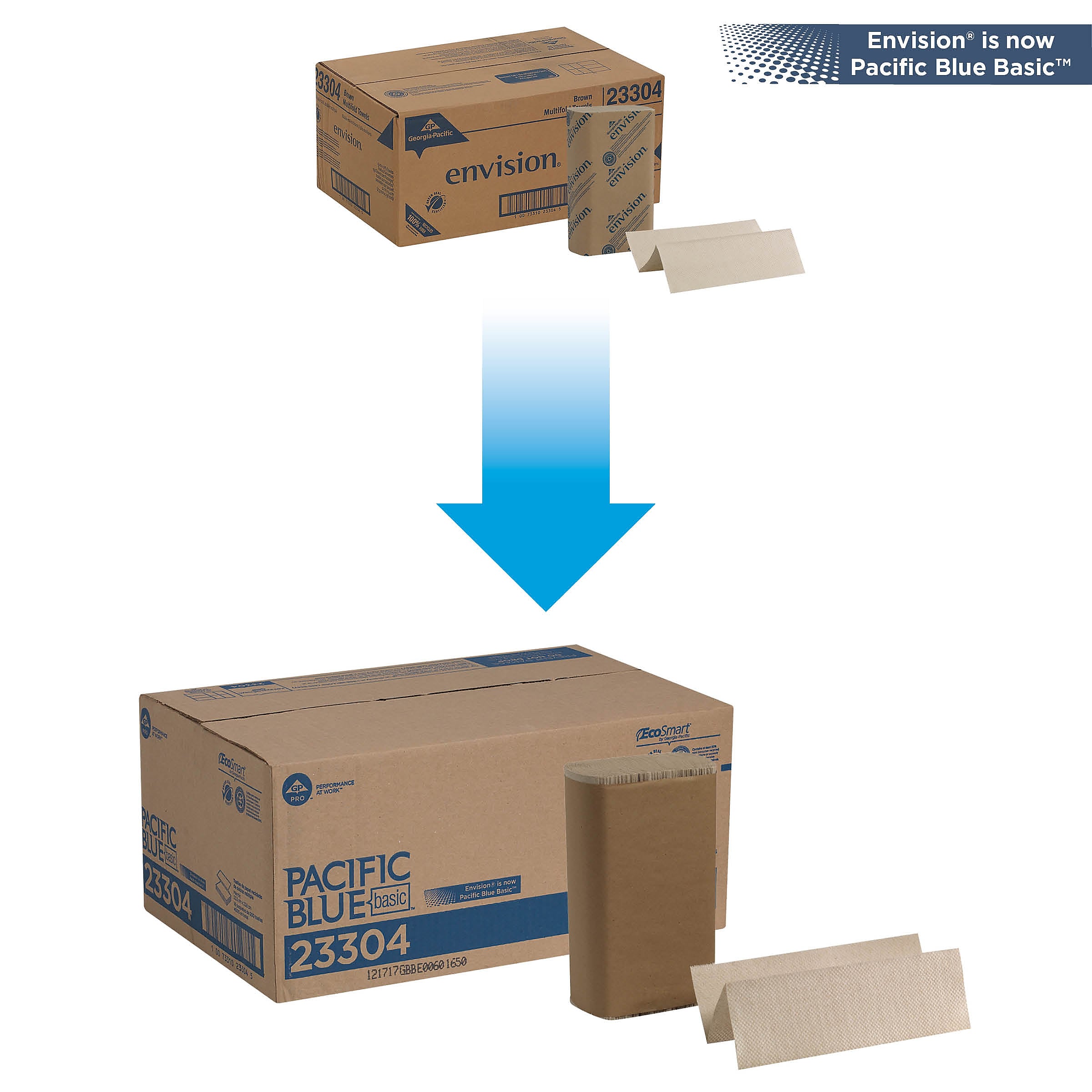 Pacific Blue Basic Recycled Multifold Paper Towel, 1-Ply, Brown, 250 Sheets/Pack, 16 Packs/Carton