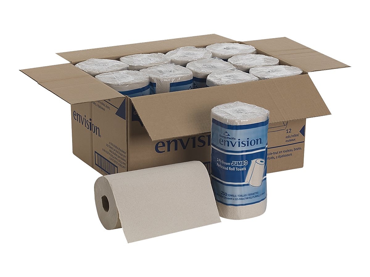 Pacific Blue Basic Recycled Paper Towels, 2-ply, 250 Sheets/Roll, 12 Rolls/Carton