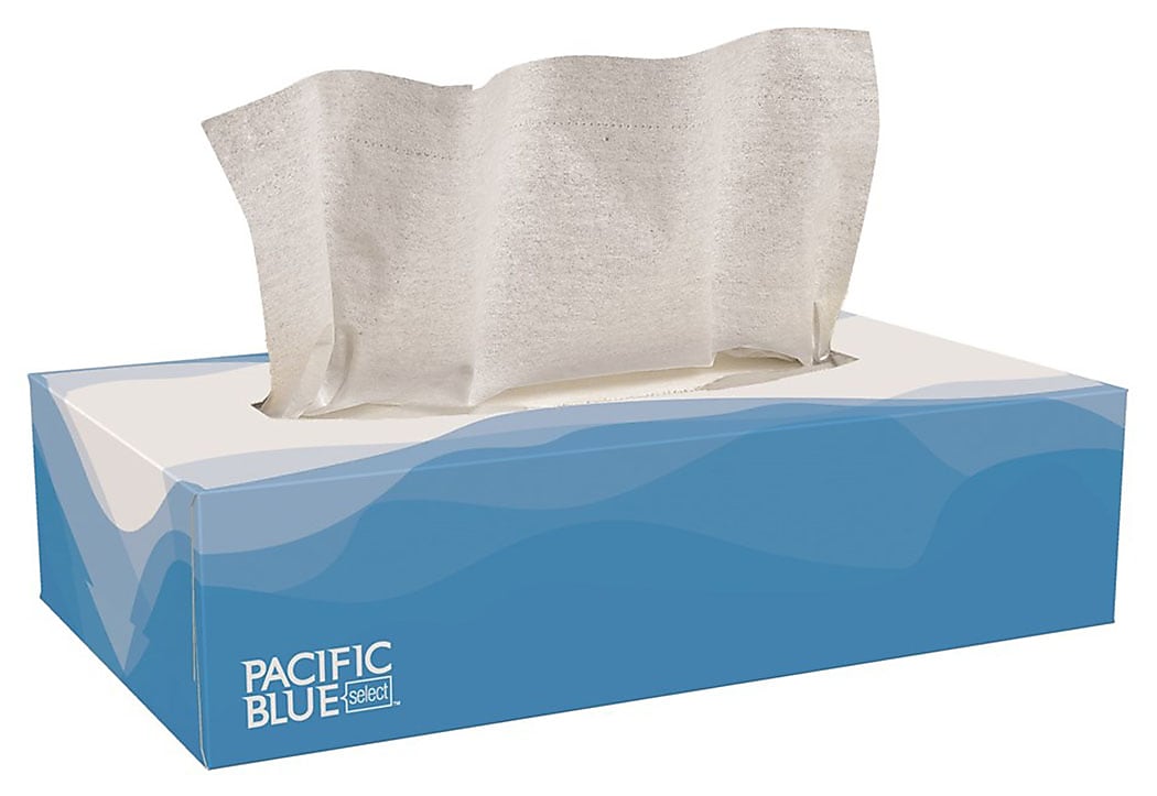 Pacific Blue Select Facial Tissue, 2-ply, 100 Tissues/Box, 30 Boxes/Carton