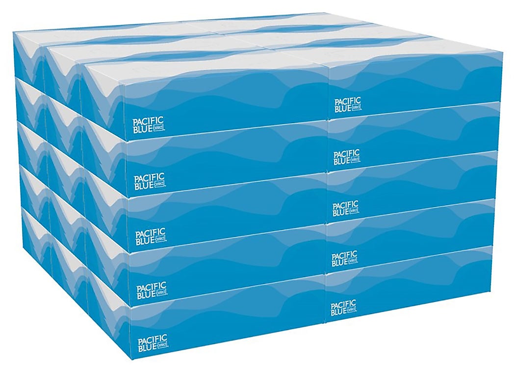 Pacific Blue Select Facial Tissue, 2-ply, 100 Tissues/Box, 30 Boxes/Carton