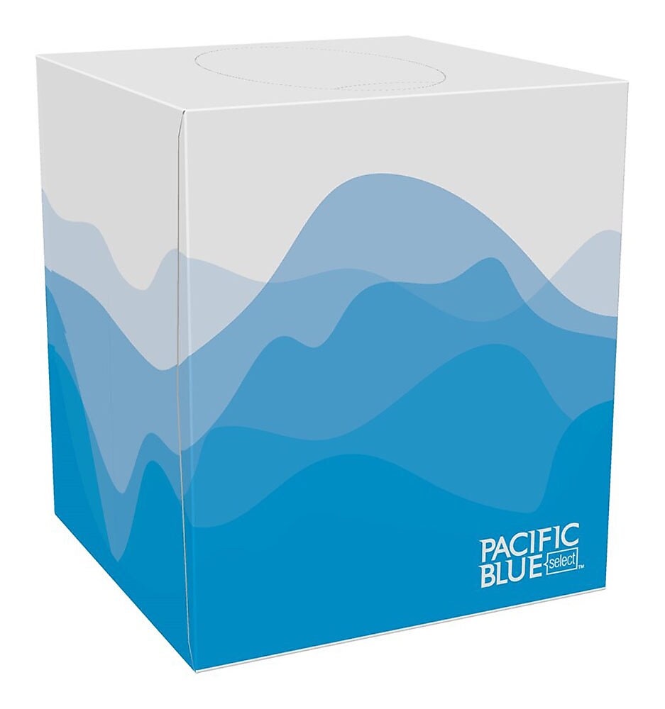 Pacific Blue Select Facial Tissue, 2-ply, 100 Tissues/Box, 36 Boxes/Pack