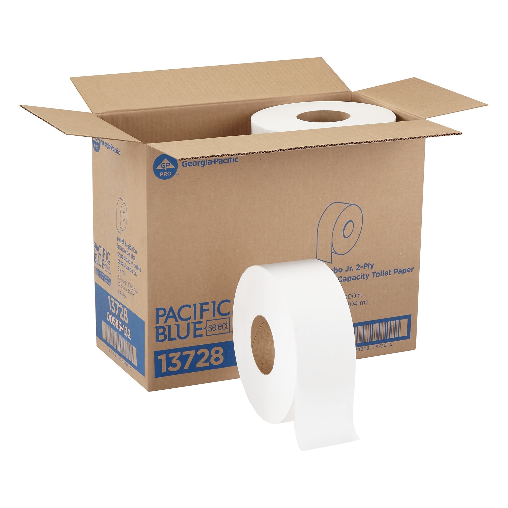Pacific Blue Select Jumbo Jr. Toilet Paper, 2-Ply, White, 1000 ft./Roll, 8 Rolls/Carton
