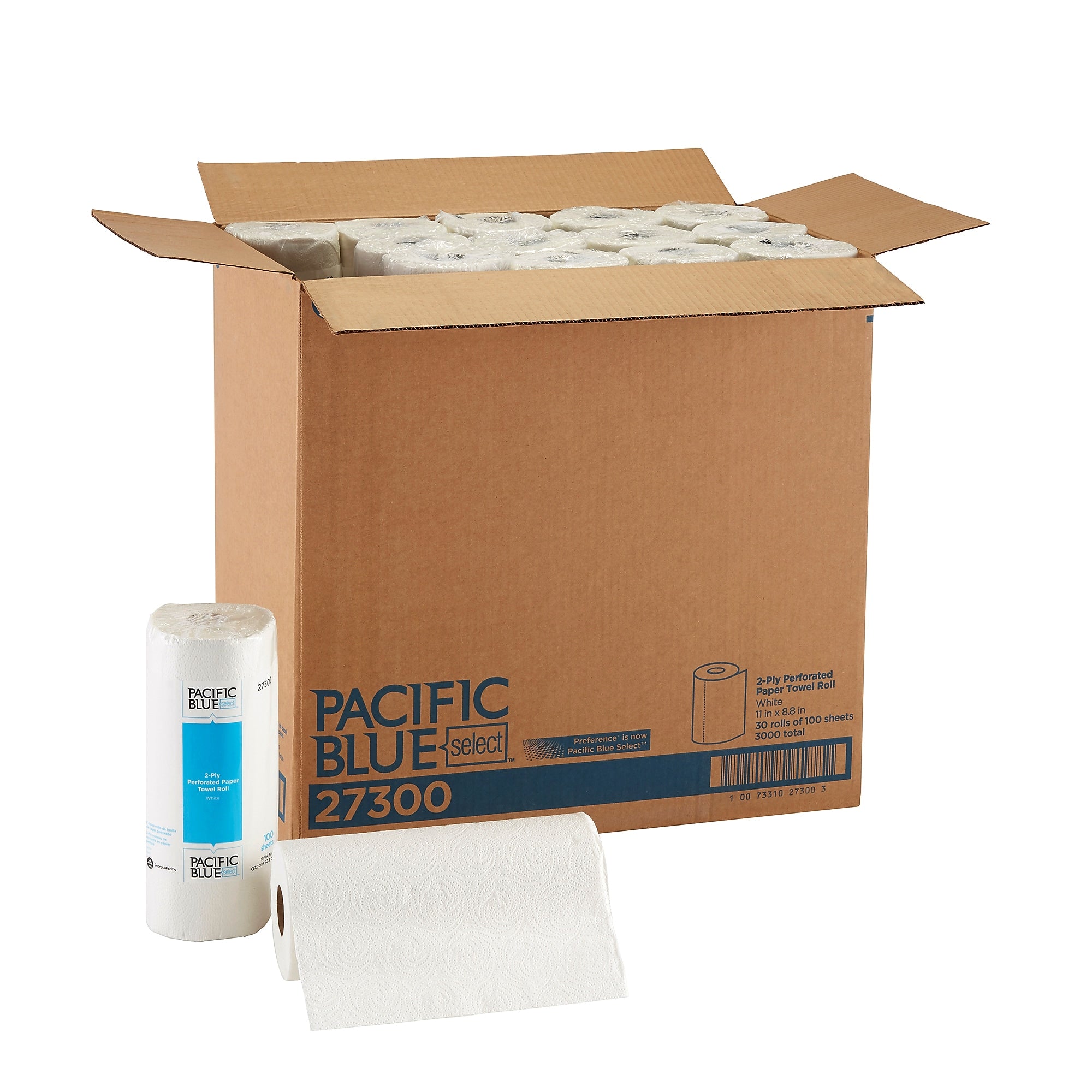 Pacific Blue Select Paper Towels, 2-ply, 100 Sheets/Roll, 30 Rolls/Pack