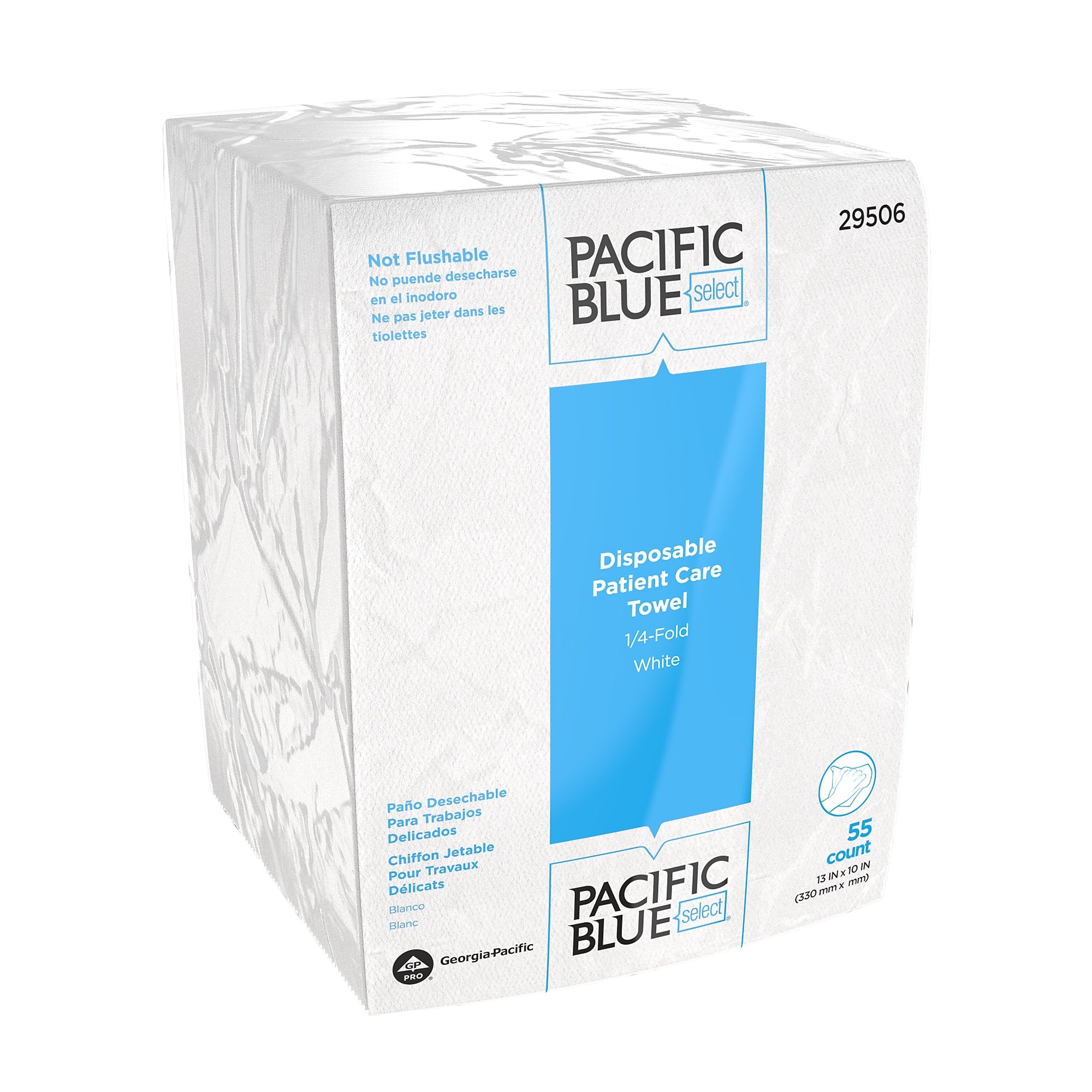 Pacific Blue Select Patient Care Single Fold Paper Towels, 1-ply, 55 Sheets/Pack, 24 Packs/Carton