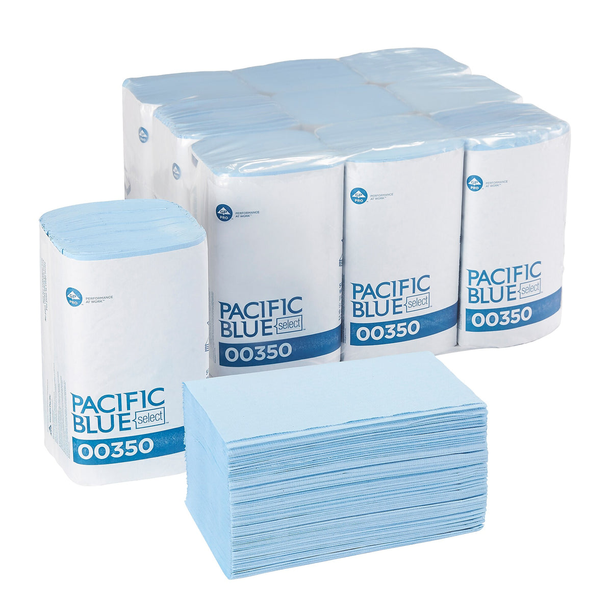 Pacific Blue Select Poly Cleaning Wipers, 10.25" x 9.5", Blue, 250 Wipers/Box, 9/Carton