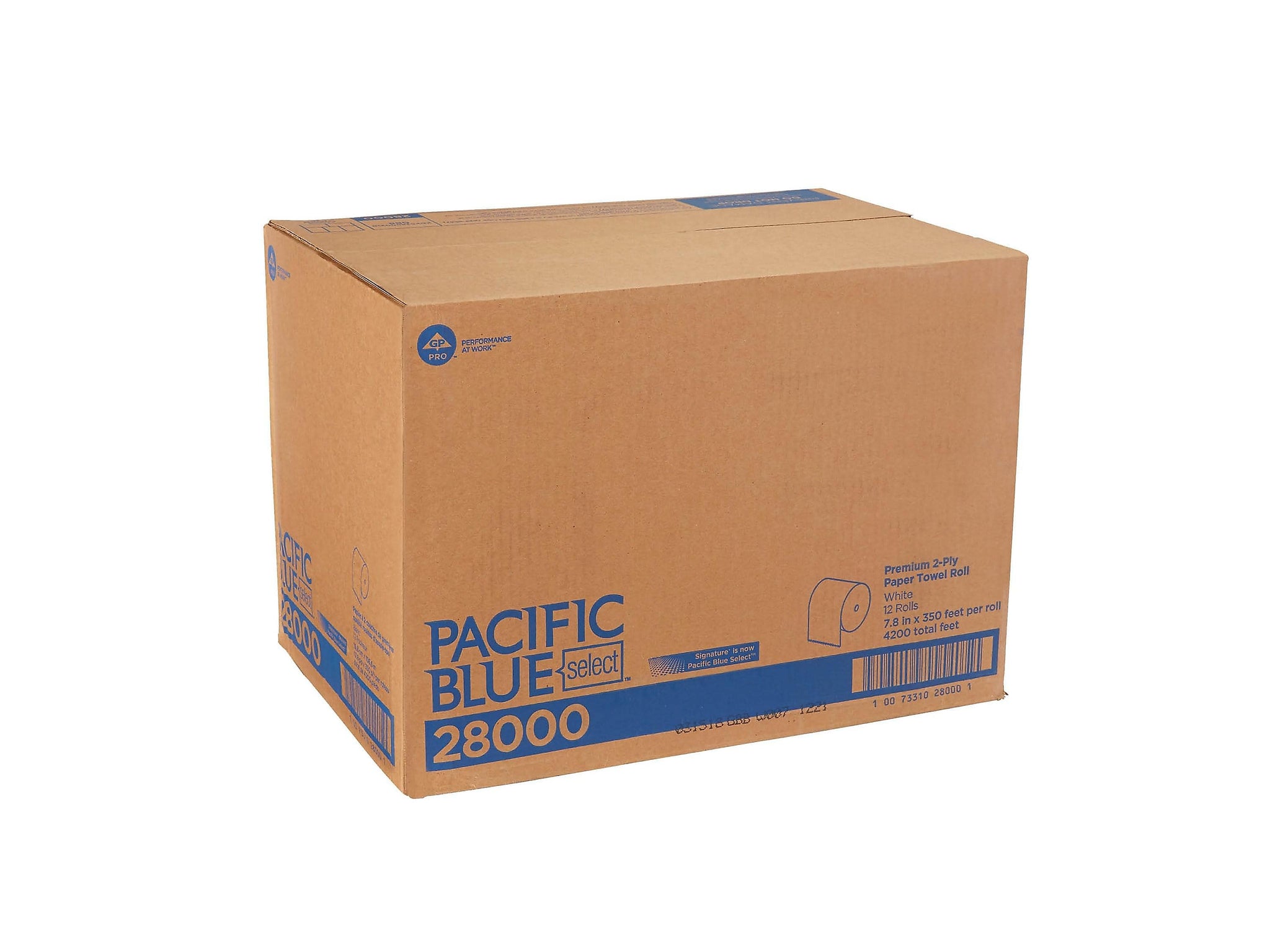 Pacific Blue Select Premium Hardwound Paper Towels, 2-ply, 350 ft./Roll, 12 Rolls/Carton