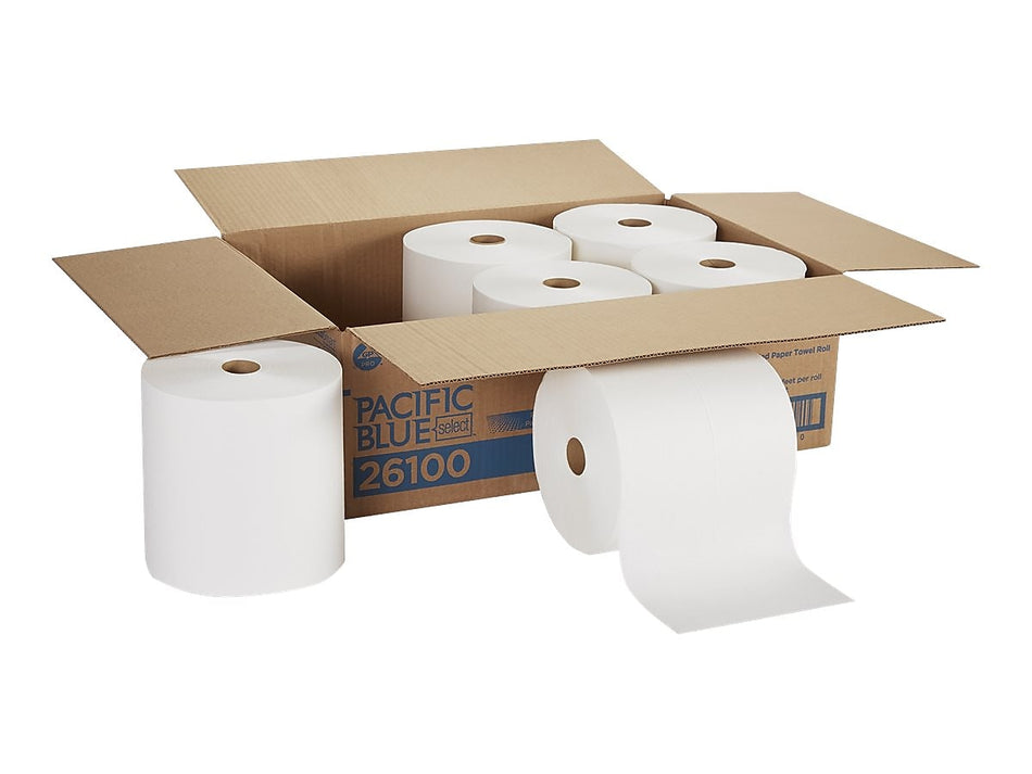 Pacific Blue Select Recycled Hardwound Paper Towels, 1-ply, 1000 ft./Roll, 6 Rolls/Carton