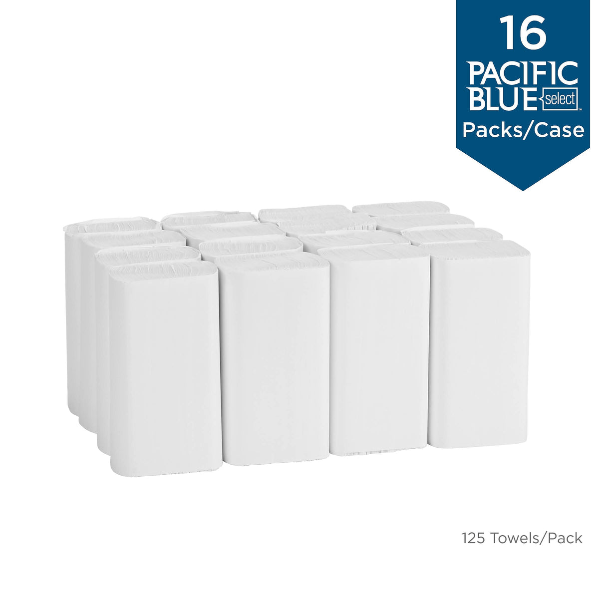 Pacific Blue Select Recycled Multifold Paper Towels, 2-ply, 125 Sheets/Pack, 16 Packs/Carton