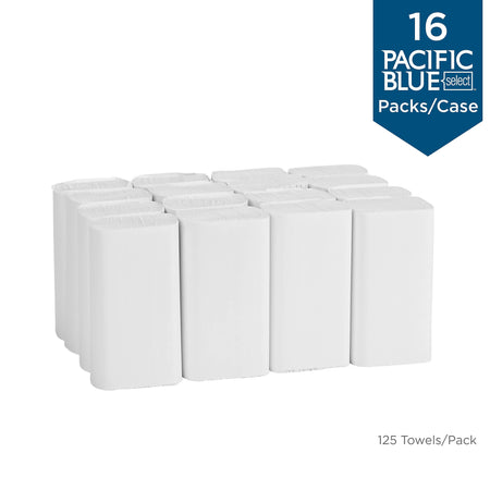 Pacific Blue Select Recycled Multifold Paper Towels, 2-ply, 125 Sheets/Pack, 16 Packs/Carton