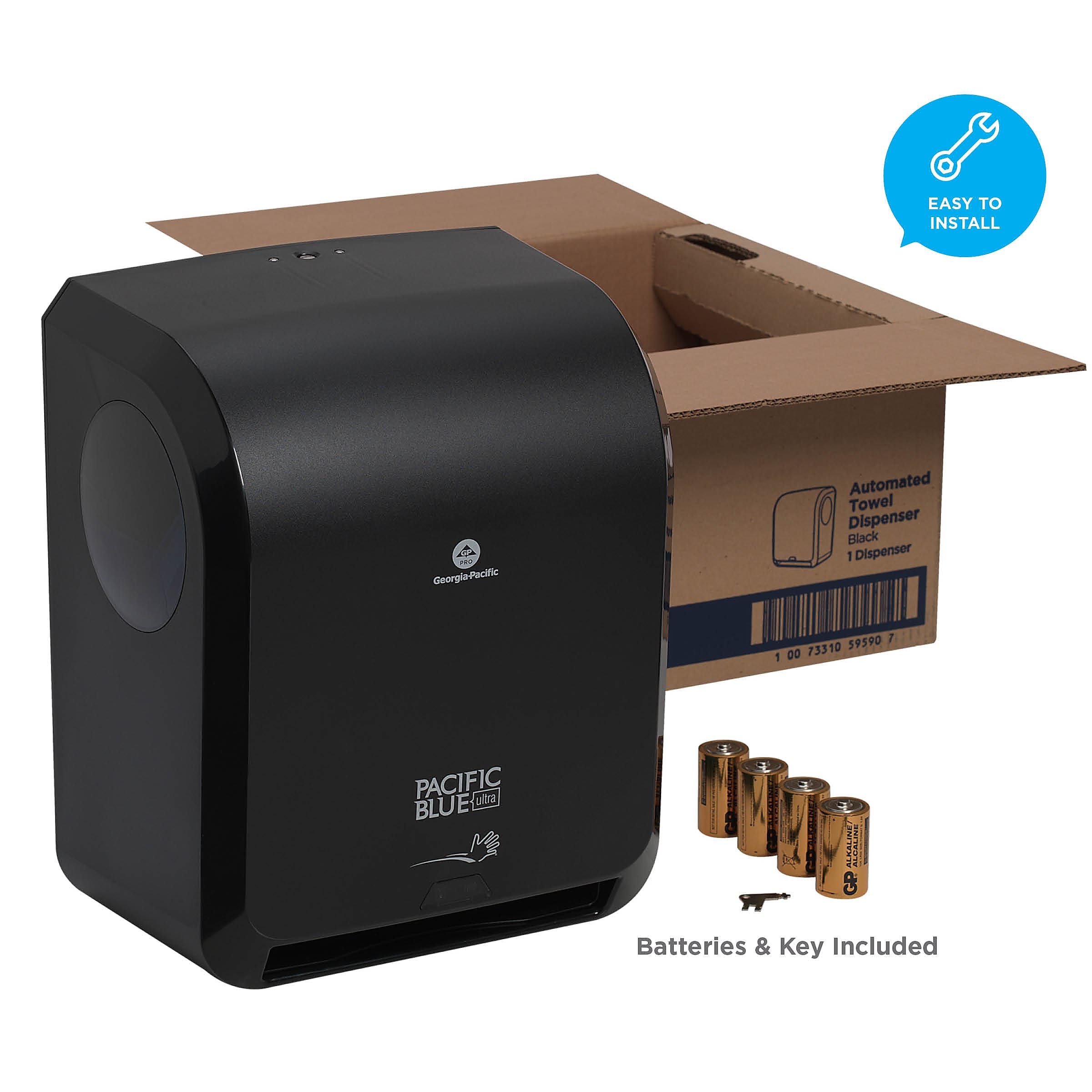 Pacific Blue Ultra Automated Hardwound Paper Towel Dispenser, Black