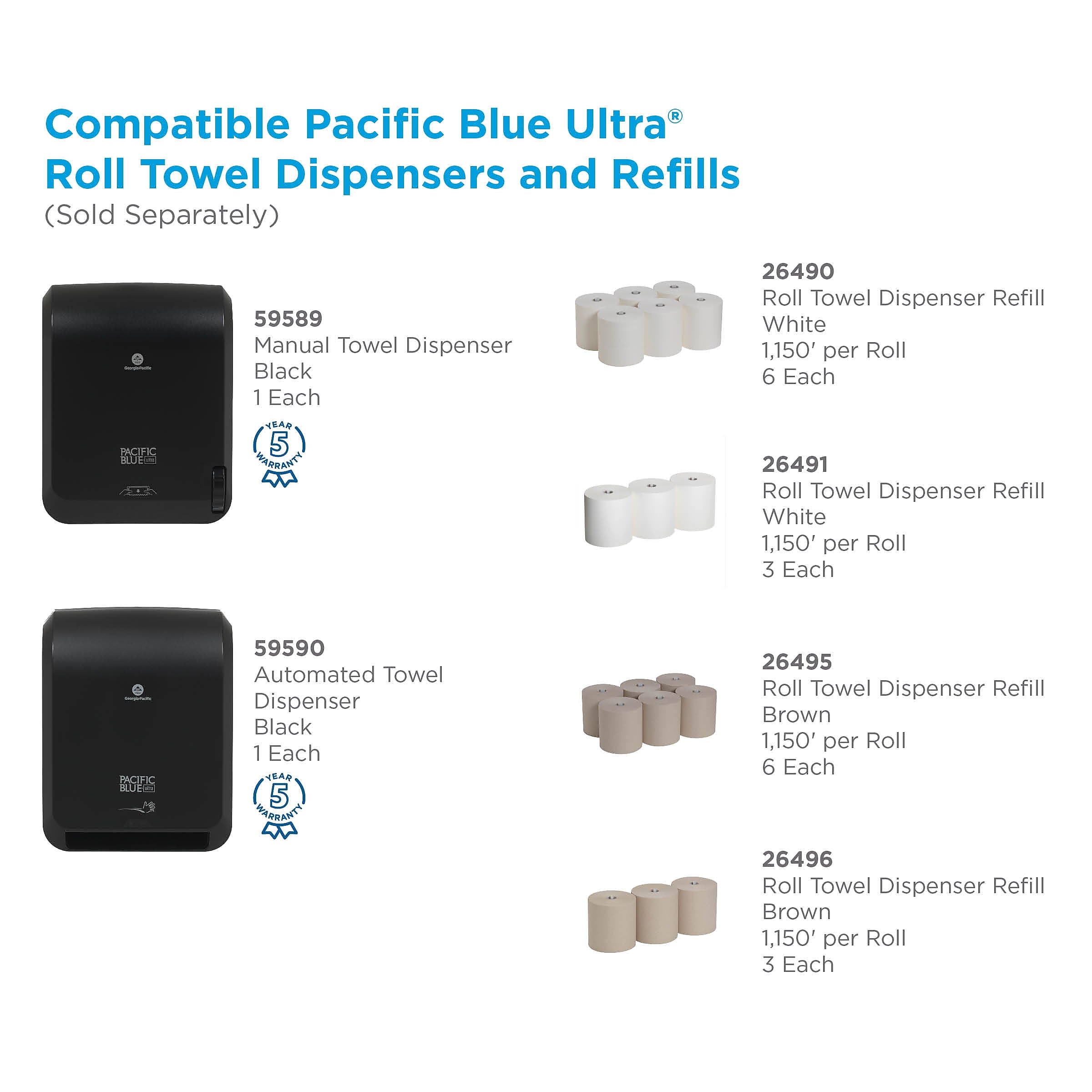 Pacific Blue Ultra Automated Hardwound Paper Towel Dispenser, Black