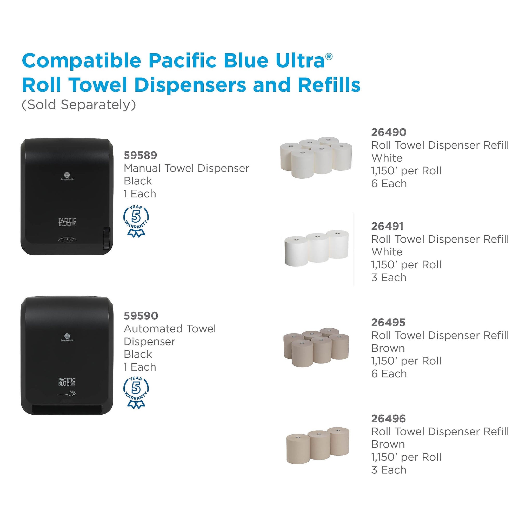 Pacific Blue Ultra Automated Hardwound Paper Towel Dispenser, Black
