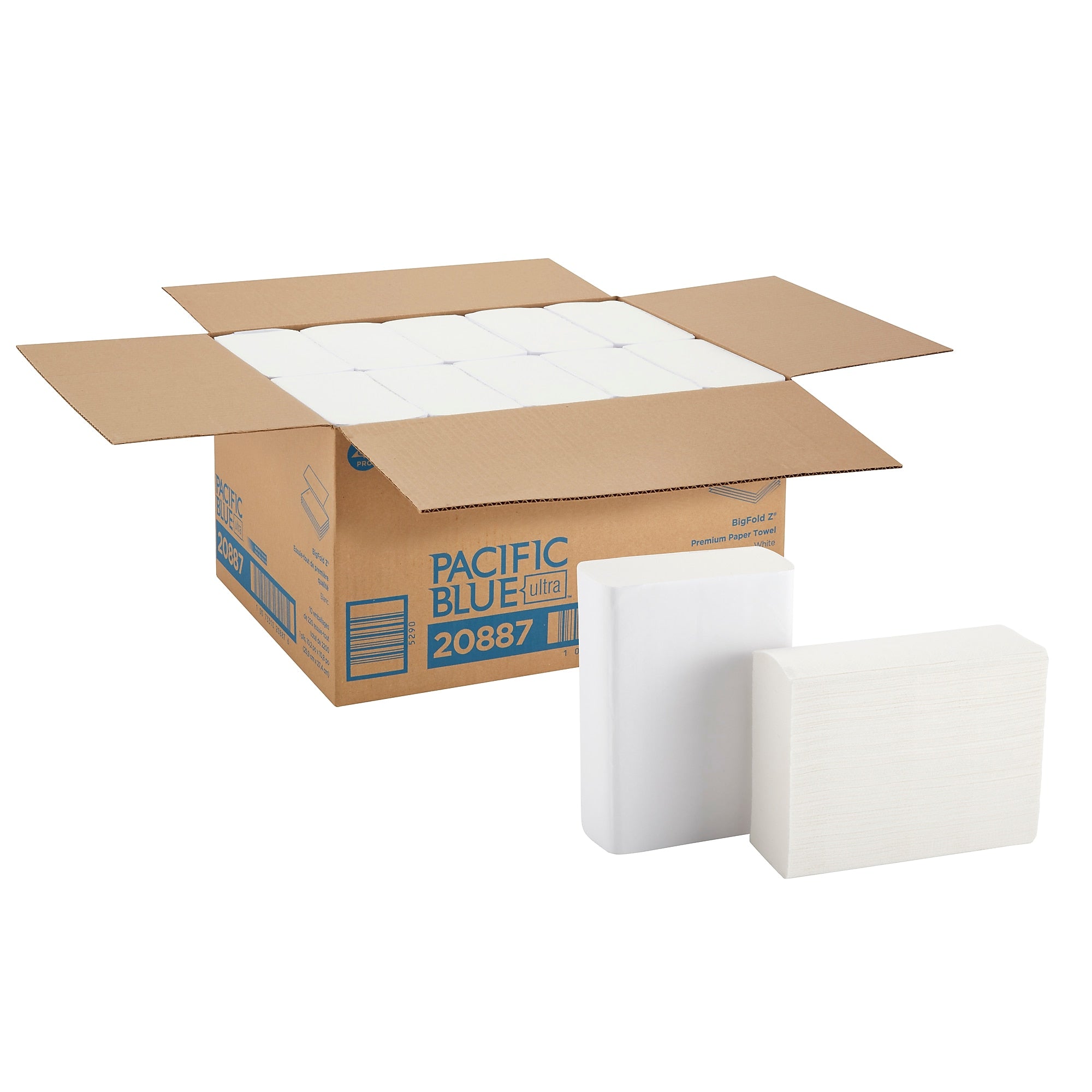Pacific Blue Ultra BigFold Z Multifold Paper Towel, 1-Ply, White, 220 Sheets/Pack, 10 Packs/Carton
