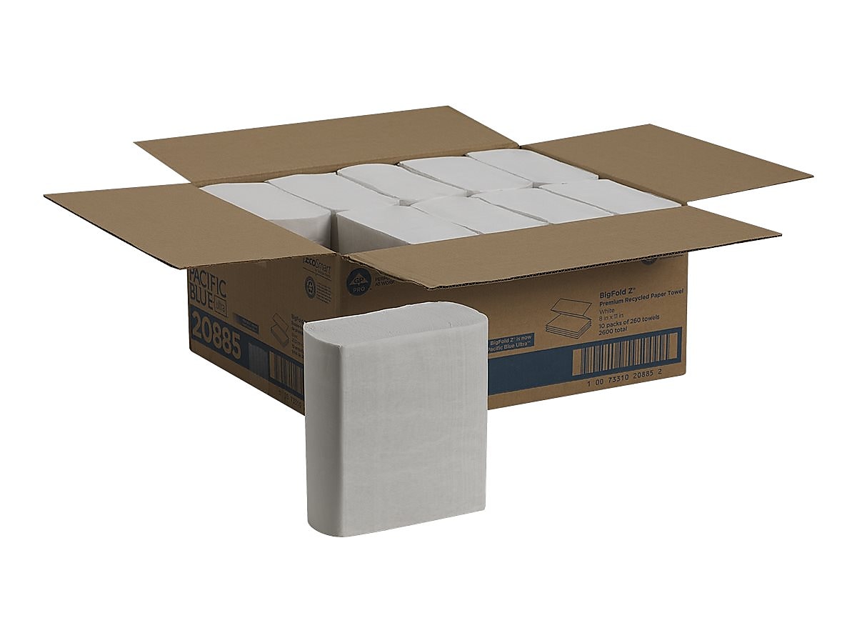 Pacific Blue Ultra Z-Fold Multifold Paper Towels, 1-Ply, 260 Sheets/Pack, 10 Packs/Carton