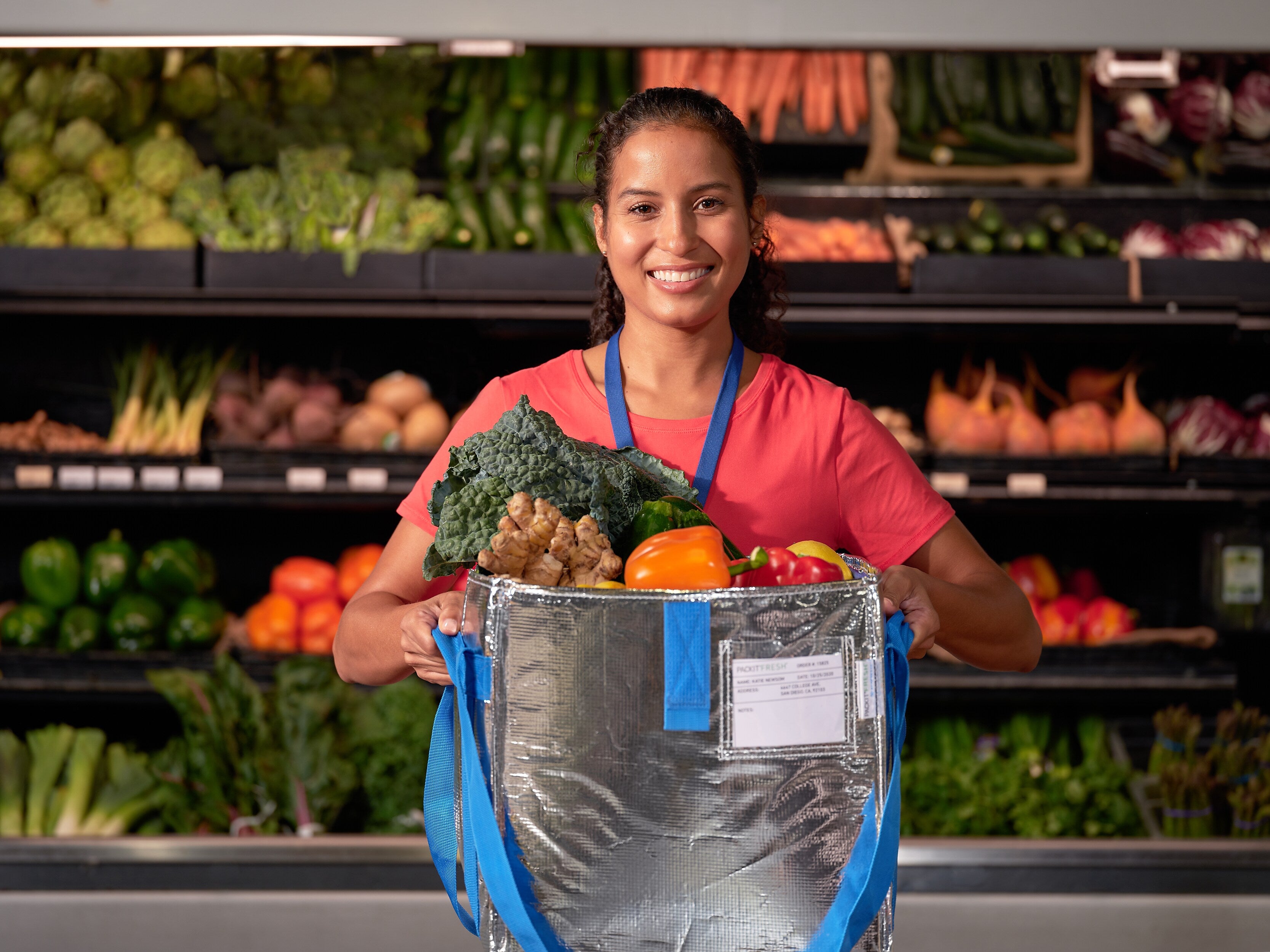 PACKiT Fresh Eco Freeze Tote, Large, Silver/Blue, 4/Carton
