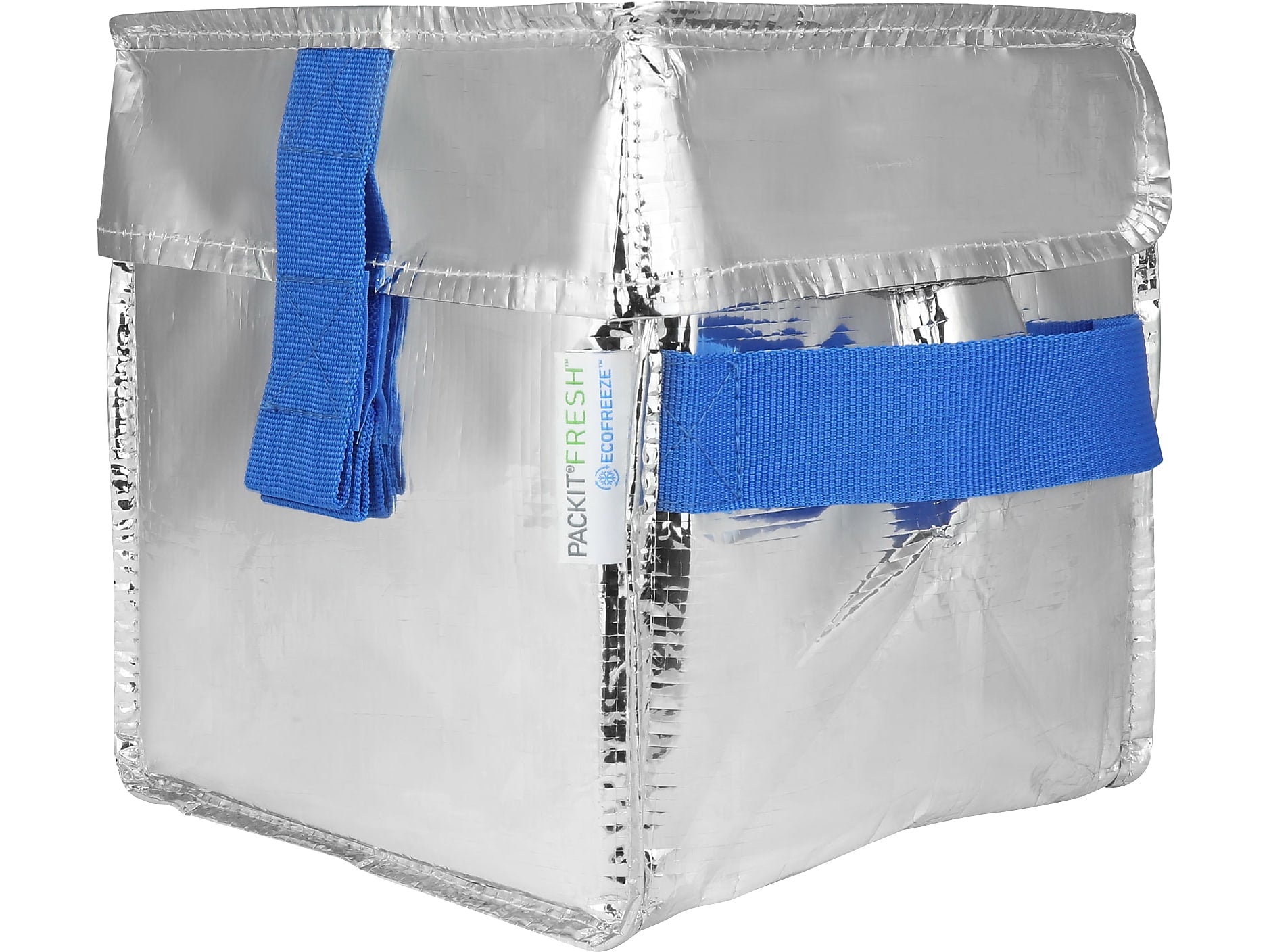 PACKiT Fresh EcoFreeze Ice Cream Tote, Silver/Blue, 6/Carton