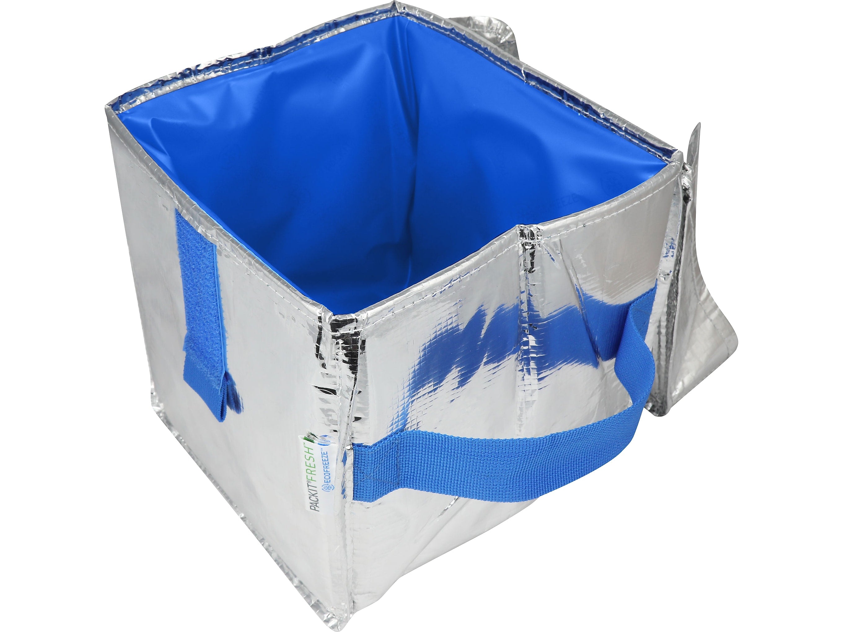 PACKiT Fresh EcoFreeze Ice Cream Tote, Silver/Blue, 6/Carton