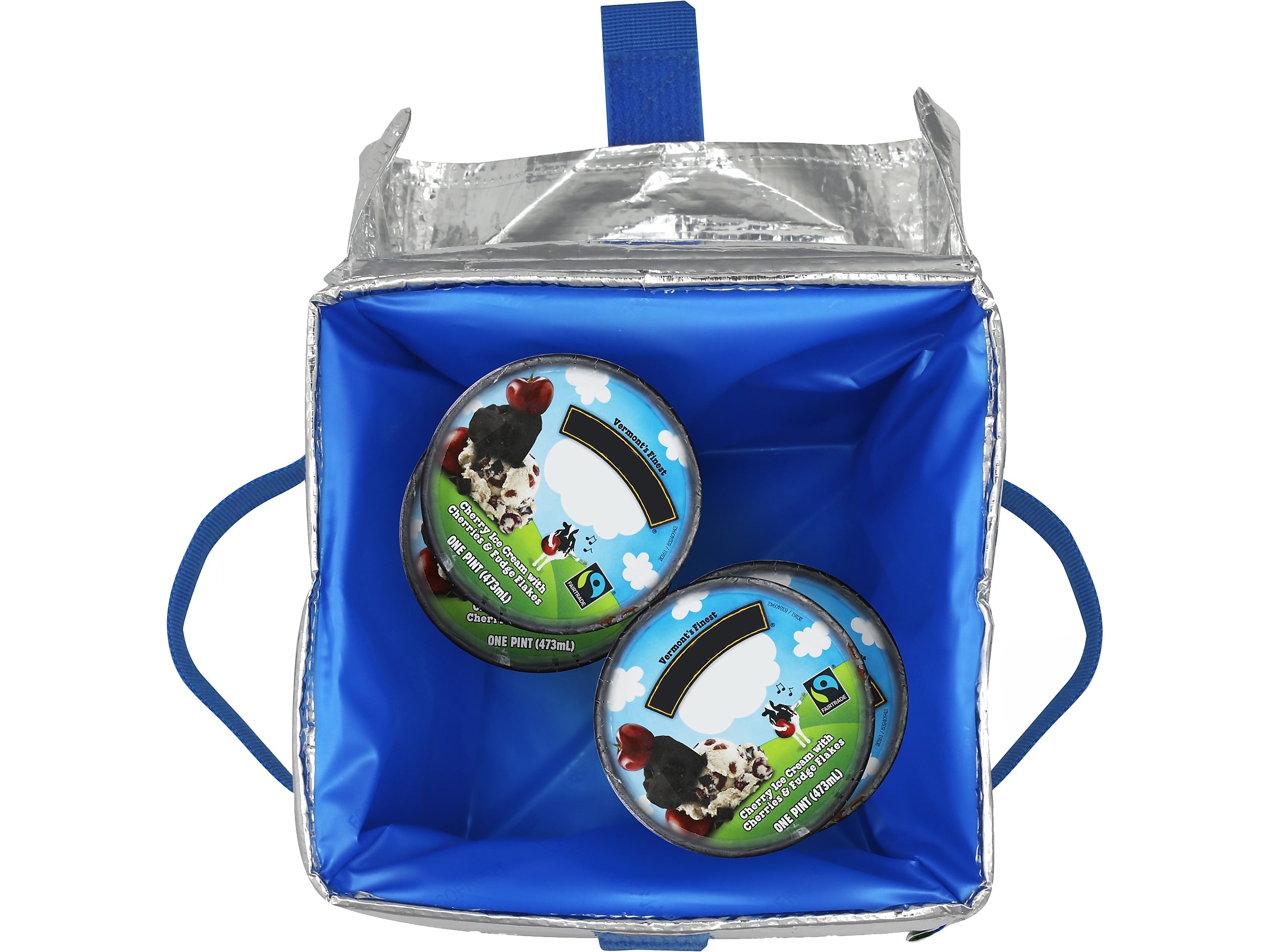 PACKiT Fresh EcoFreeze Ice Cream Tote, Silver/Blue, 6/Carton