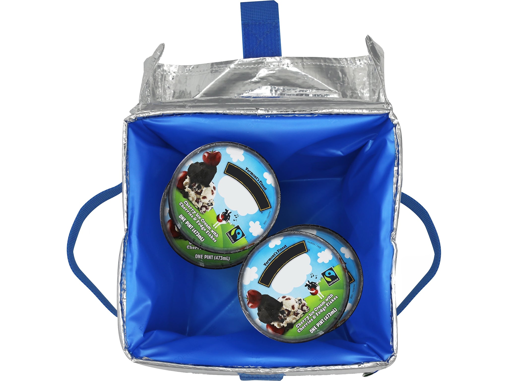 PACKiT Fresh EcoFreeze Ice Cream Tote, Silver/Blue, 6/Carton