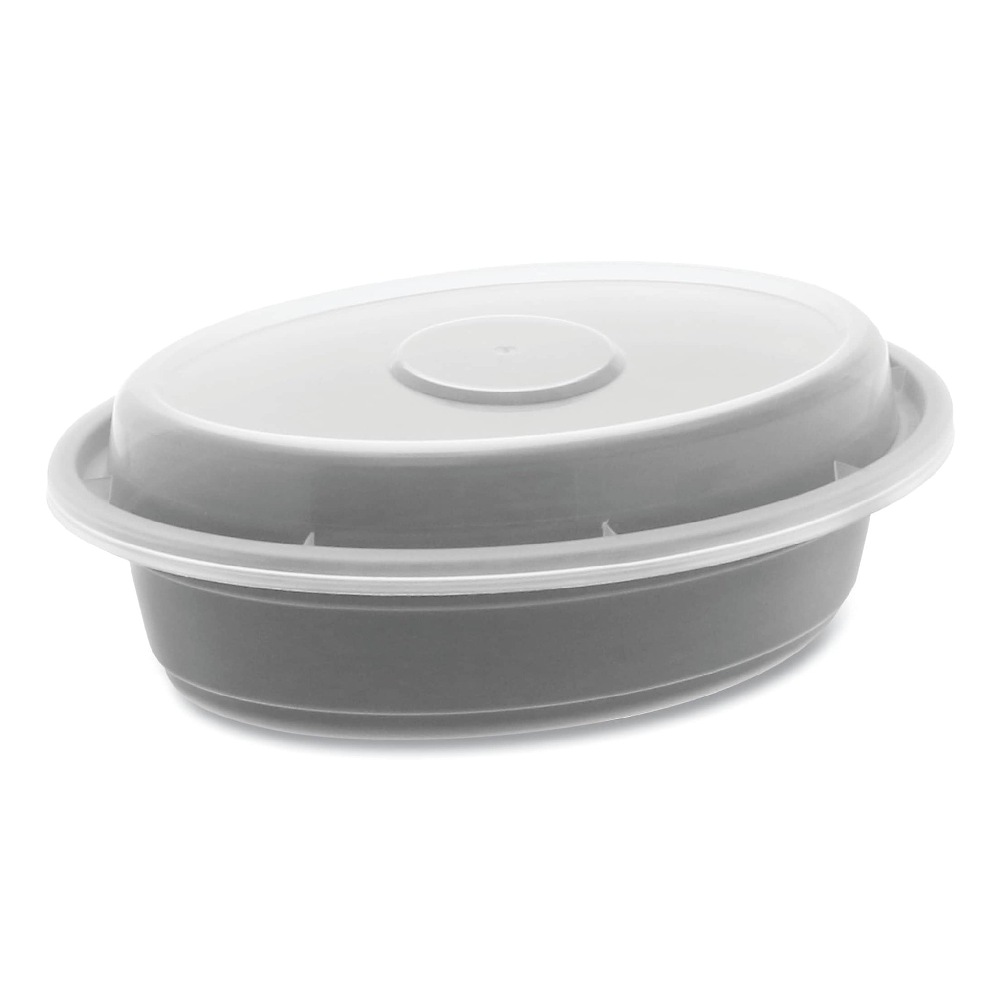 Pactiv Evergreen Newspring VERSAtainer Microwavable Containers, Oval, 8 oz, 5.7 x 4 x 1.45, Black/Clear, Plastic, 150/Carton