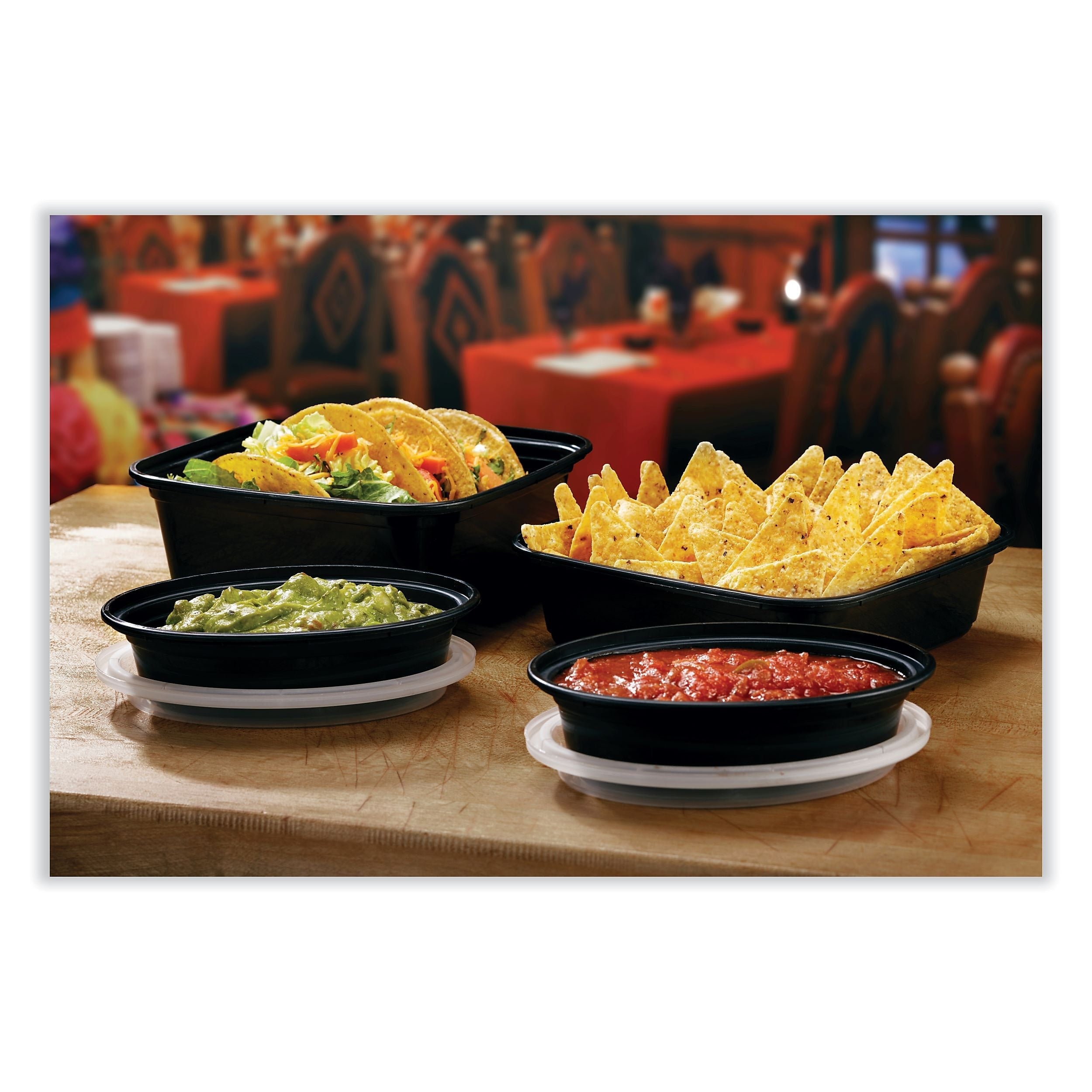 Pactiv Evergreen Newspring VERSAtainer Microwavable Containers, Oval, 8 oz, 5.7 x 4 x 1.45, Black/Clear, Plastic, 150/Carton