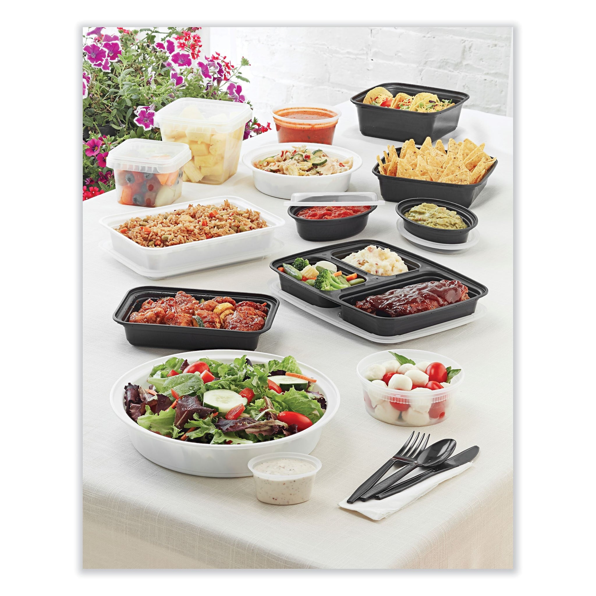 Pactiv Evergreen Newspring VERSAtainer Microwavable Containers, Oval, 8 oz, 5.7 x 4 x 1.45, Black/Clear, Plastic, 150/Carton