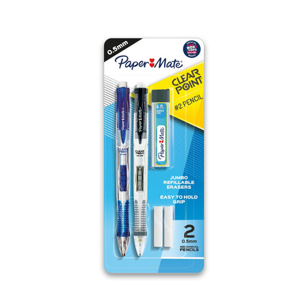 Paper Mate Clearpoint Starter Mechanical Pencil, 0.5mm, #2 Medium Lead, 2/Pack