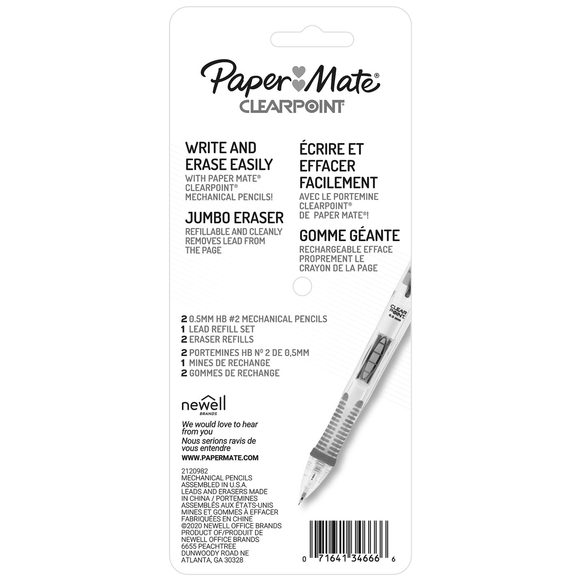 Paper Mate Clearpoint Starter Mechanical Pencil, 0.5mm, #2 Medium Lead, 2/Pack