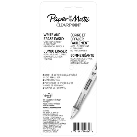 Paper Mate Clearpoint Starter Mechanical Pencil, 0.5mm, #2 Medium Lead, 2/Pack