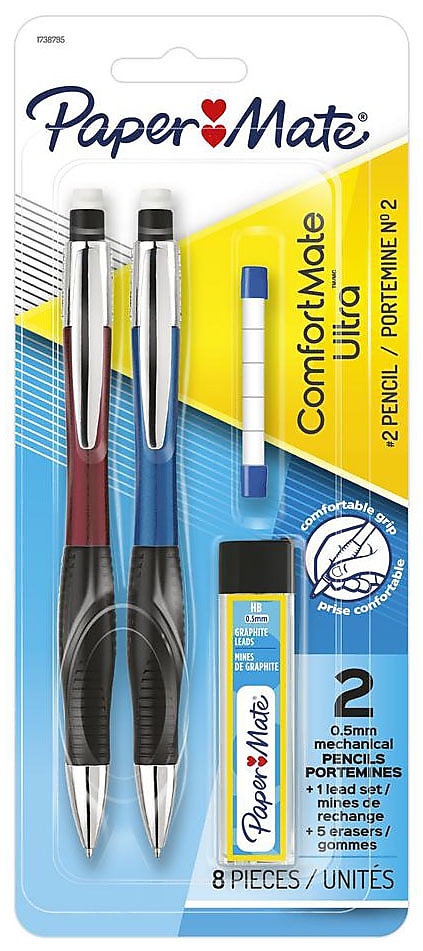 Paper Mate ComfortMate Mechanical Pencil, 0.5mm, #2 Medium Lead, 2/Pack