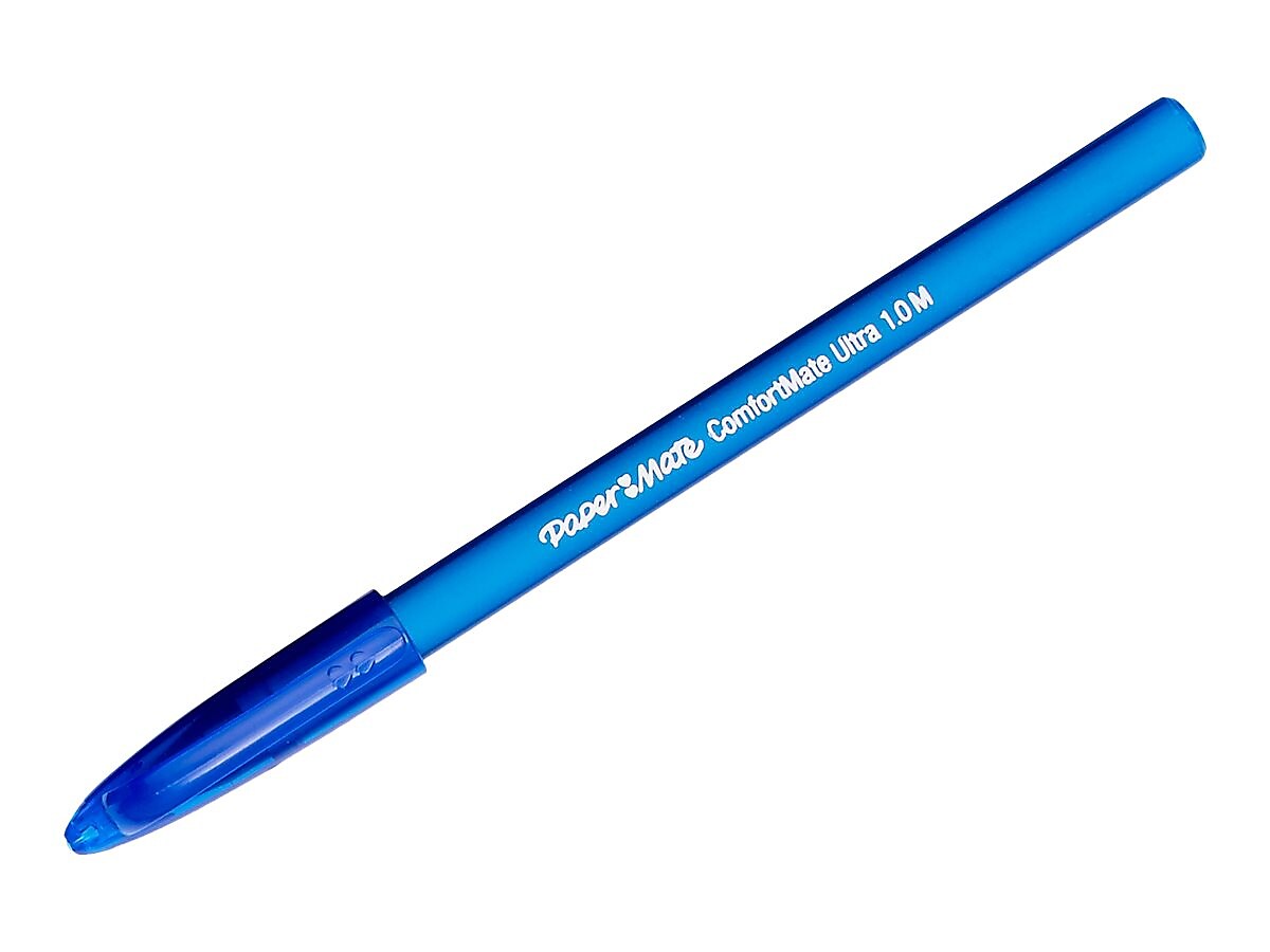 Paper Mate ComfortMate Ultra Ballpoint Pen, Medium Point, Blue Ink, Dozen