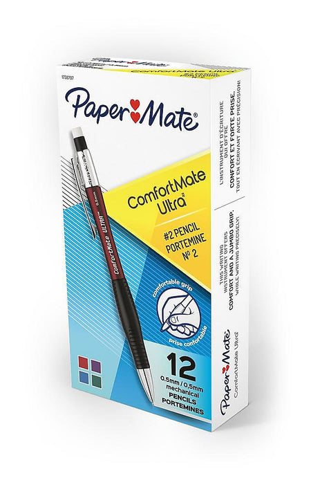 Paper Mate Comfortmate Ultra Mechanical Pencil, 0.5mm, #2 Medium Lead, Dozen