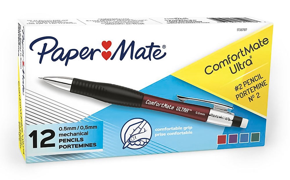 Paper Mate Comfortmate Ultra Mechanical Pencil, 0.5mm, #2 Medium Lead, Dozen