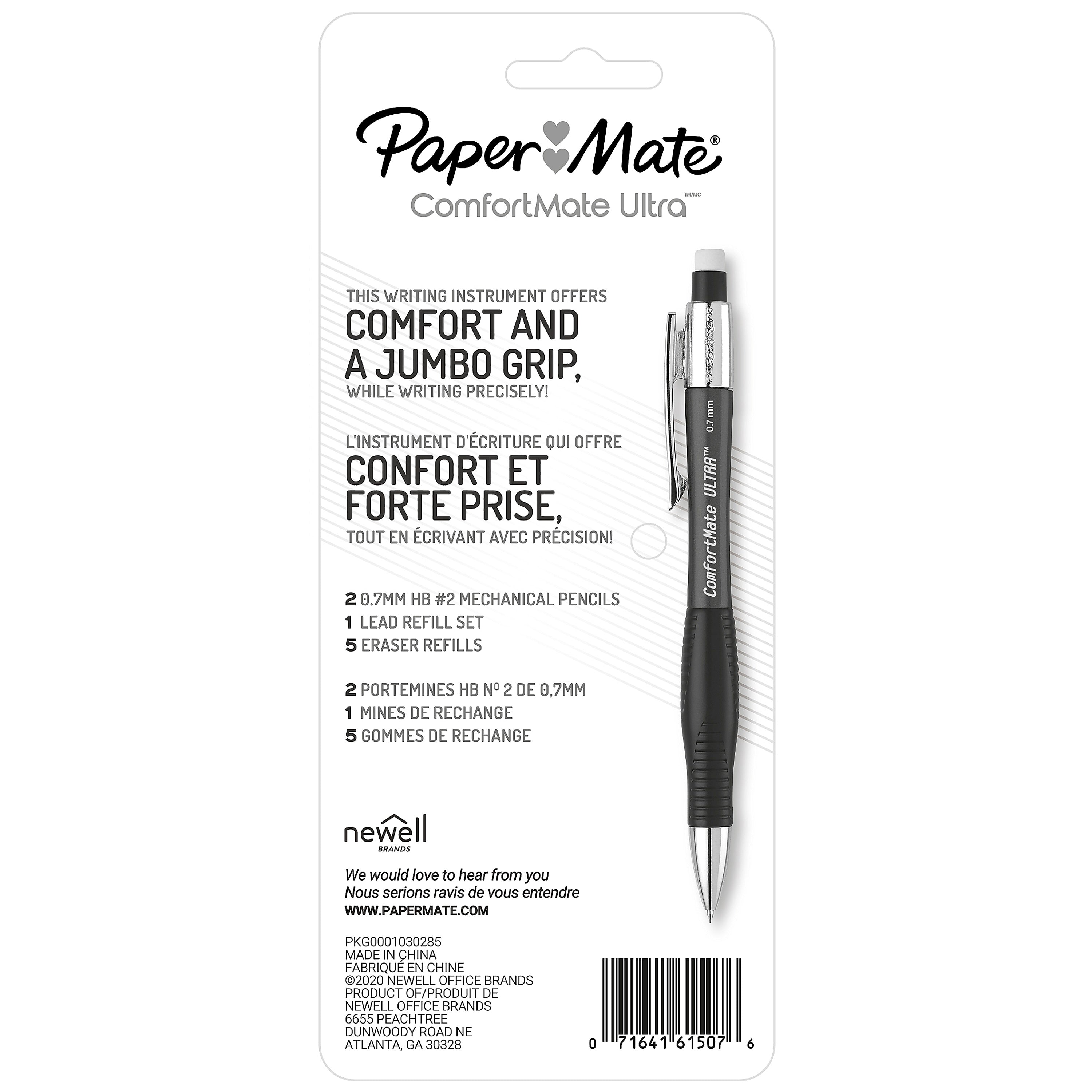 Paper Mate ComfortMate Ultra Mechanical Pencil, 0.7mm, #2 Medium Lead, 2/Pack