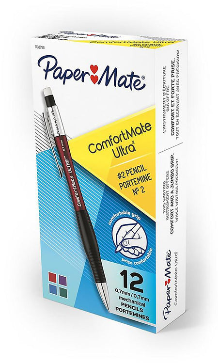 Paper Mate Comfortmate Ultra Mechanical Pencil, 0.7mm, #2 Medium Lead, Dozen