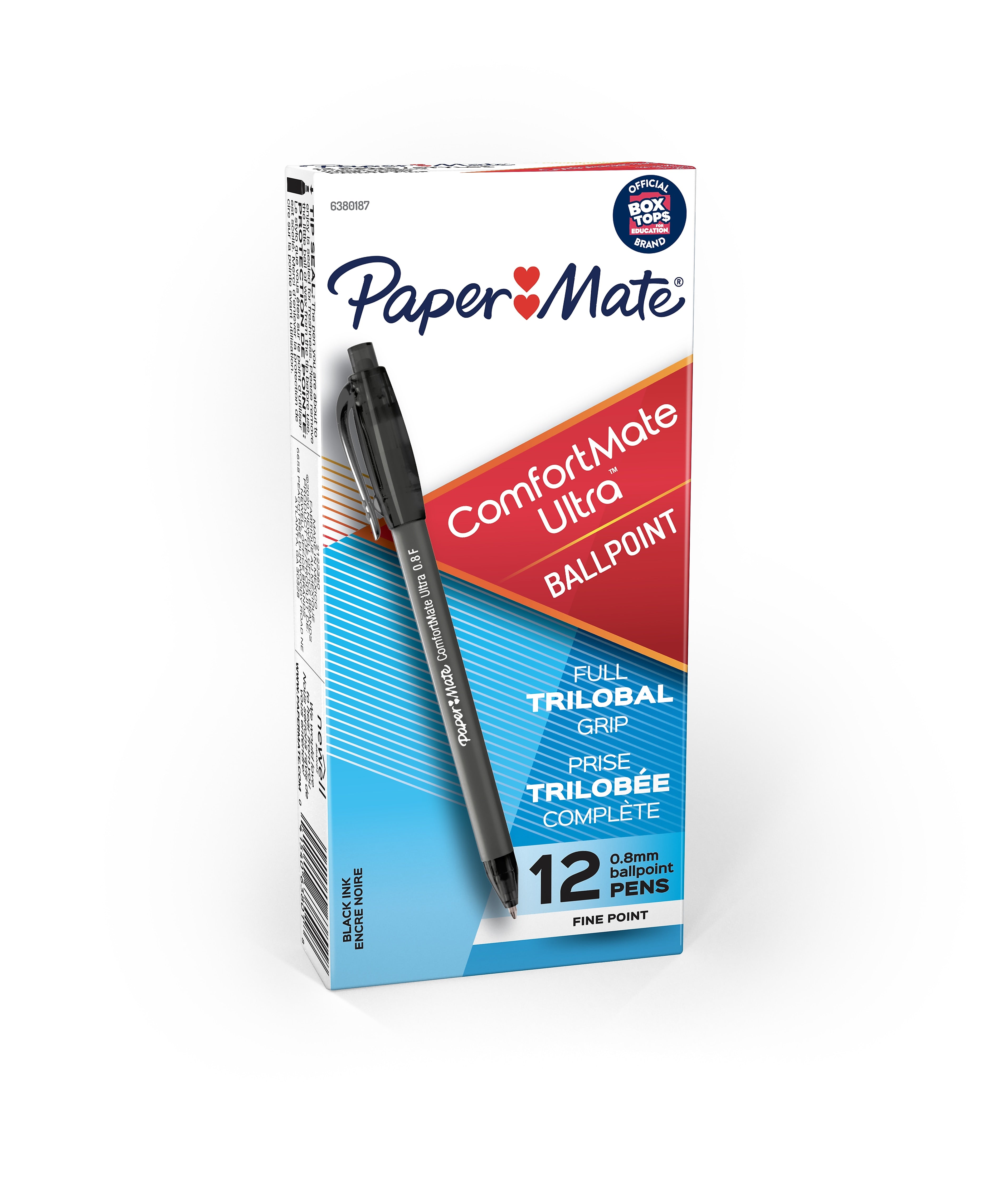 Paper Mate ComfortMate Ultra Retractable Ballpoint Pen, Fine Point, Black Ink, Dozen