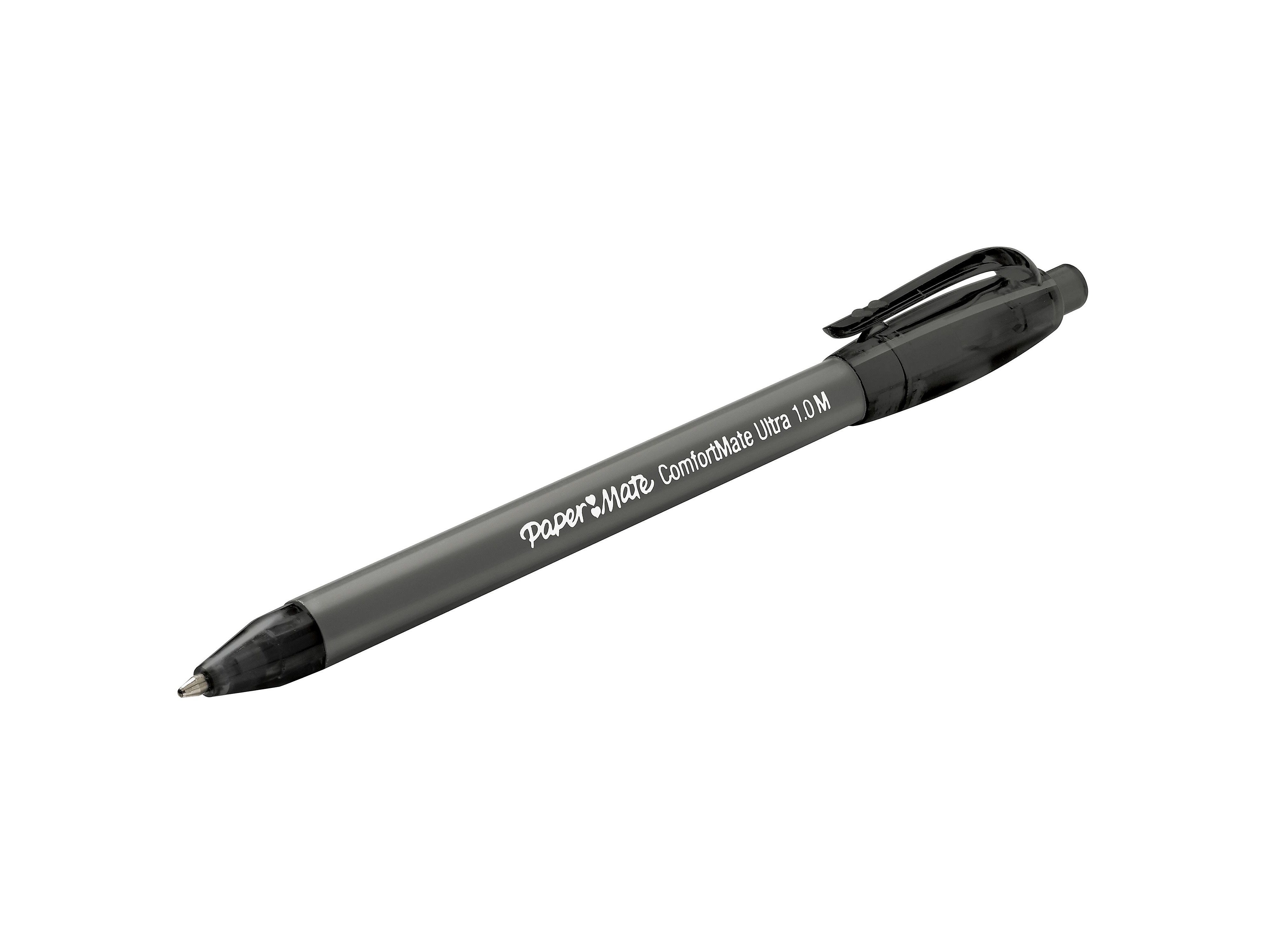 Paper Mate ComfortMate Ultra Retractable Ballpoint Pen, Medium Point, Black Ink, Dozen