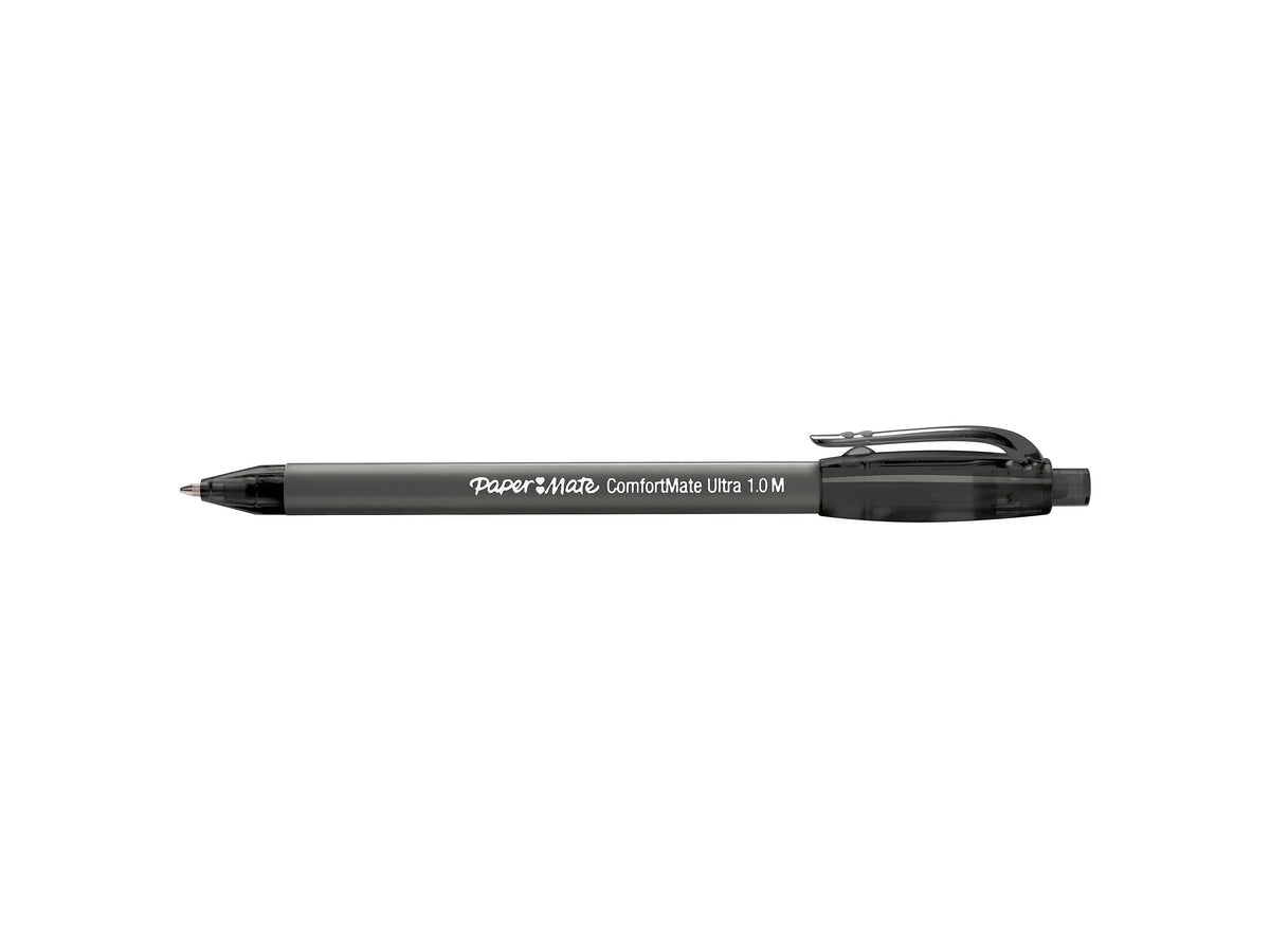 Paper Mate ComfortMate Ultra Retractable Ballpoint Pen, Medium Point, Black Ink, Dozen