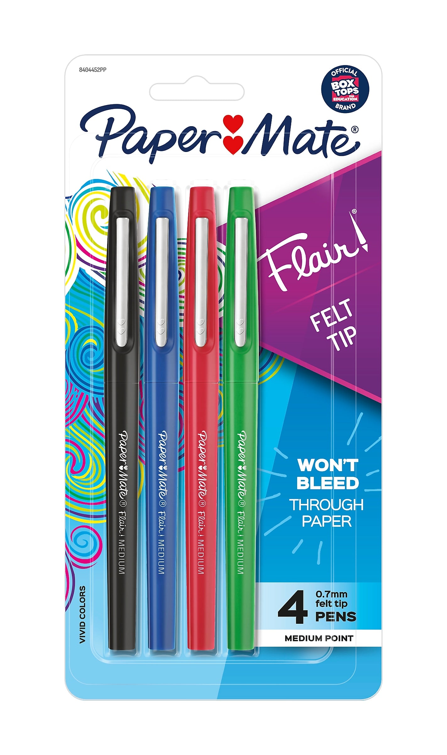 Paper Mate Flair Felt Pen, Medium Point, Assorted Ink, 4/Pack