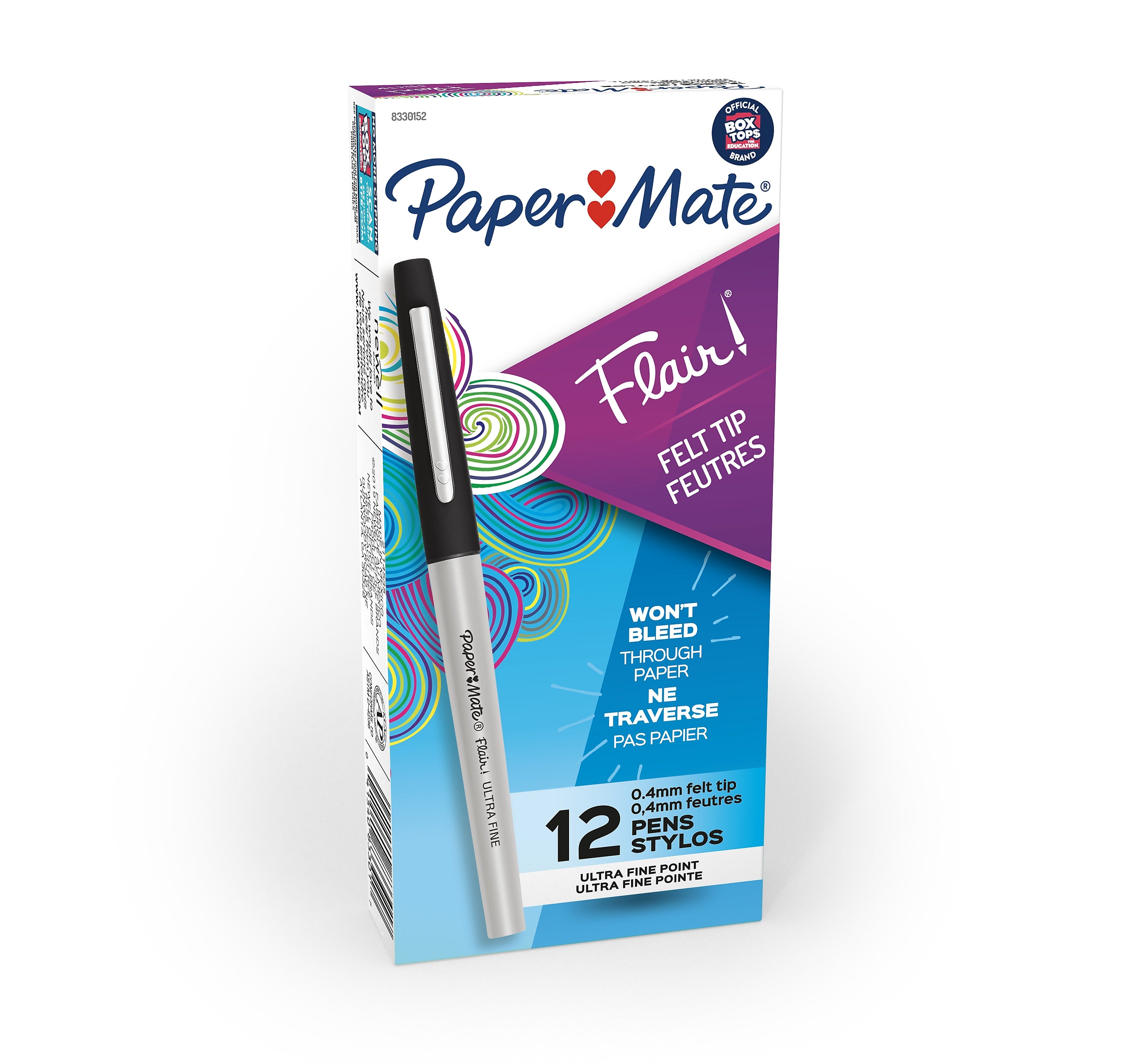 Paper Mate Flair Felt Pen, Ultra Fine Point, Black Ink, Dozen