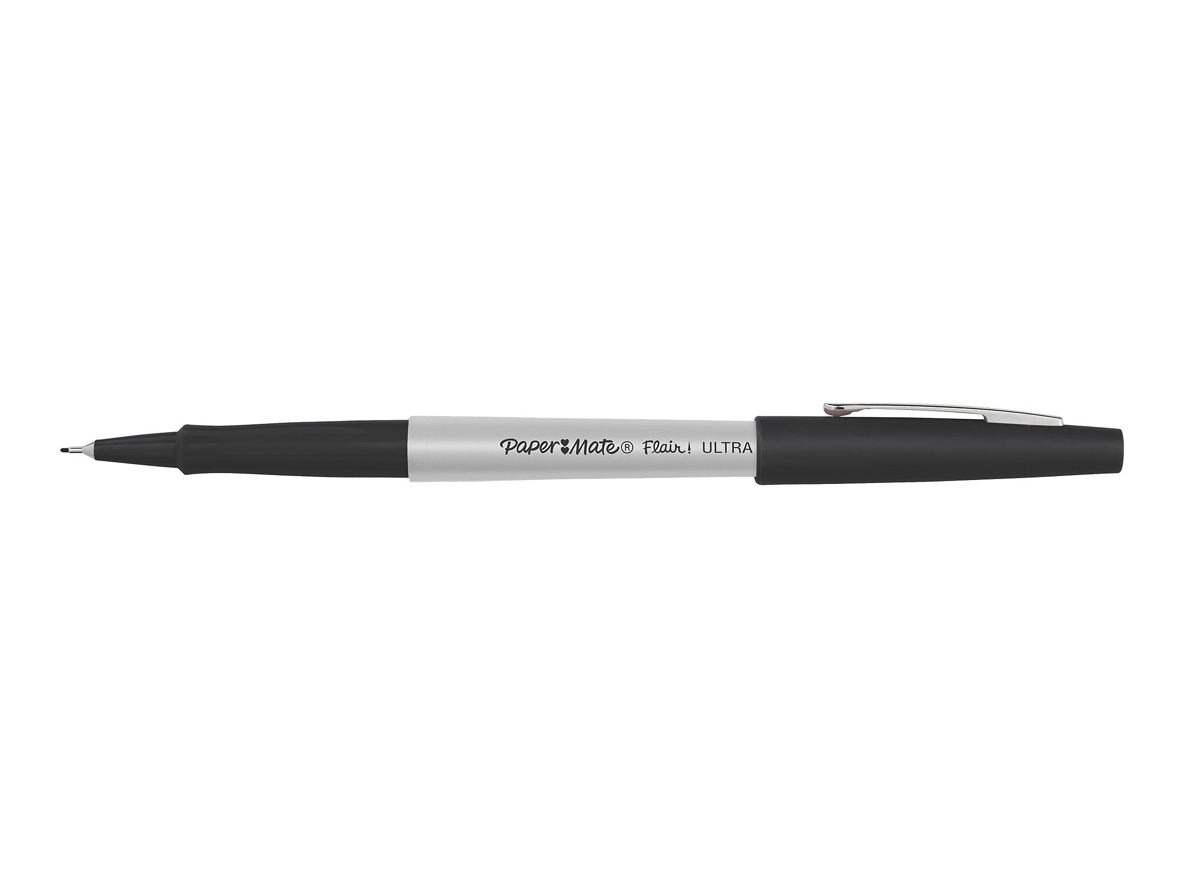 Paper Mate Flair Felt Pen, Ultra Fine Point, Black Ink, Dozen